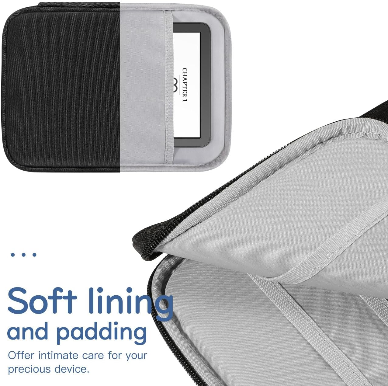 Vinabilia 6-7 Inch Protective Sleeve Carrying Case for All-New 6" Kindle 11Th Gen 2022/10Th Gen 2019/8Th Gen 2016, 6.8" Kindle Paperwhite 11Th/10Th Gen 2021/2018, Kindle Oasis E-Reader, Black - Blooming Bouquet image number 2