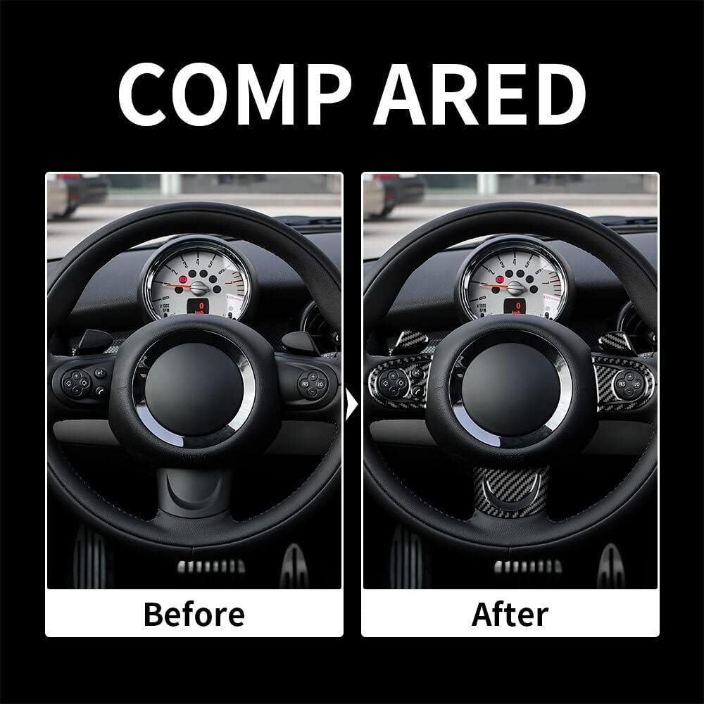 CYPHE AMBERMILE Carbon Fiber Fit for Mini Cooper Hardtop R56 Clubman R55 R57 Accessories Interior Car Steering Wheel Button Cover Sticker (Color : Black) image number 5