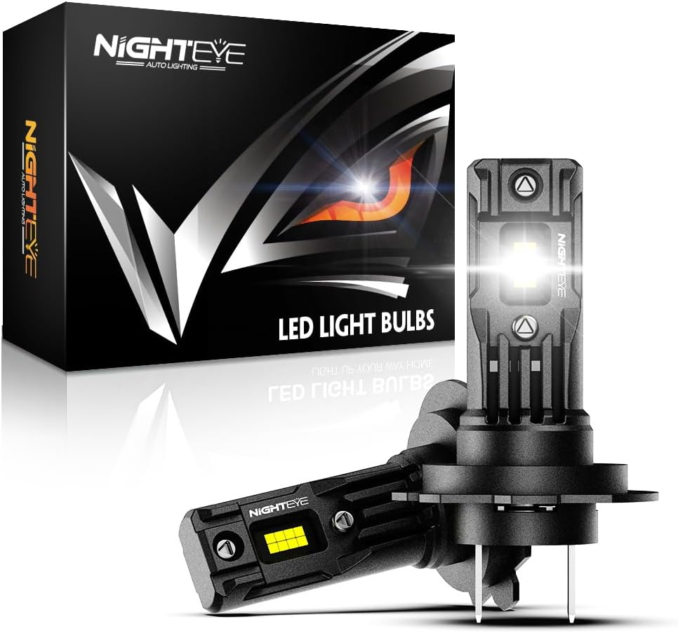 NIGHTEYE H7 LED Headlight Bulb 22,000LM 80W Upgraded Brightness Perfect Beam Pattern 12V IP68 Waterproof Plug and Play, Pack of 2 image number 1