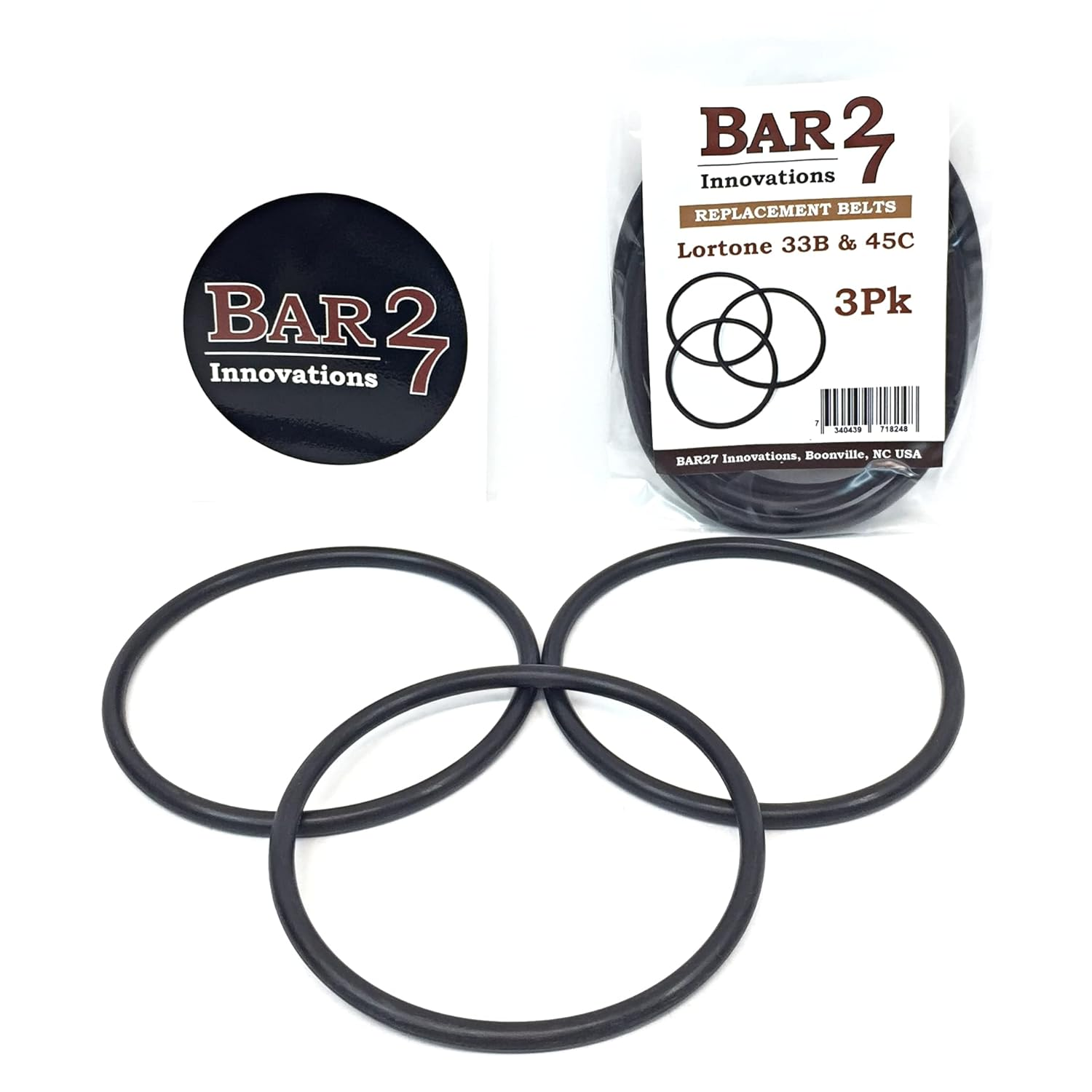 Bar27 Rock Tumbler Replacement Drive Belts 3 Pack Compatible with LORTONE 33B and 45C image number 1
