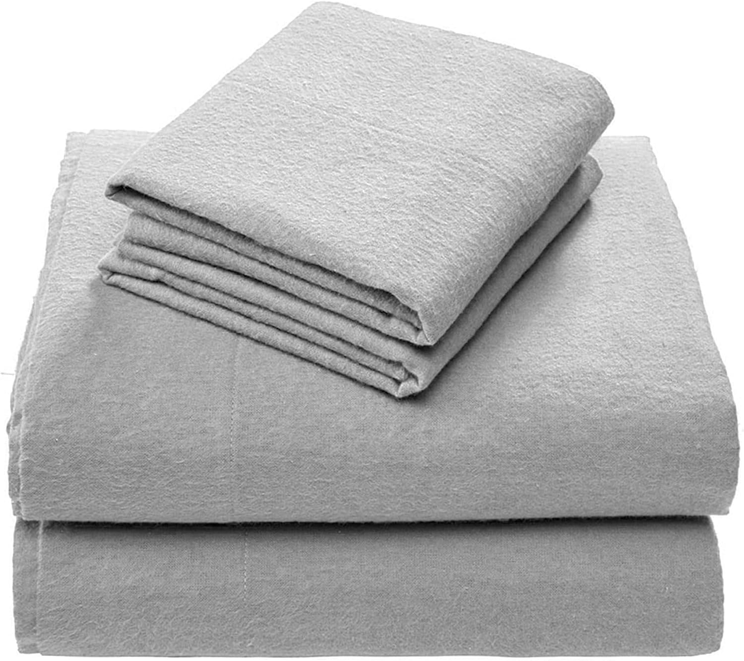 Comfort Spaces Cotton Flannel Breathable Warm Deep Pocket Sheets with Pillow Case Bedding, Twin, Solid Grey, 3 Piece