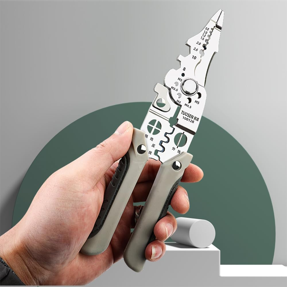 New Multi-Functional Electrician Special Stripping Pliers Stripping Splitter Pliers Winding Cut Wire Stripping Skin Pressure Wire Stripping Pliers image number 5