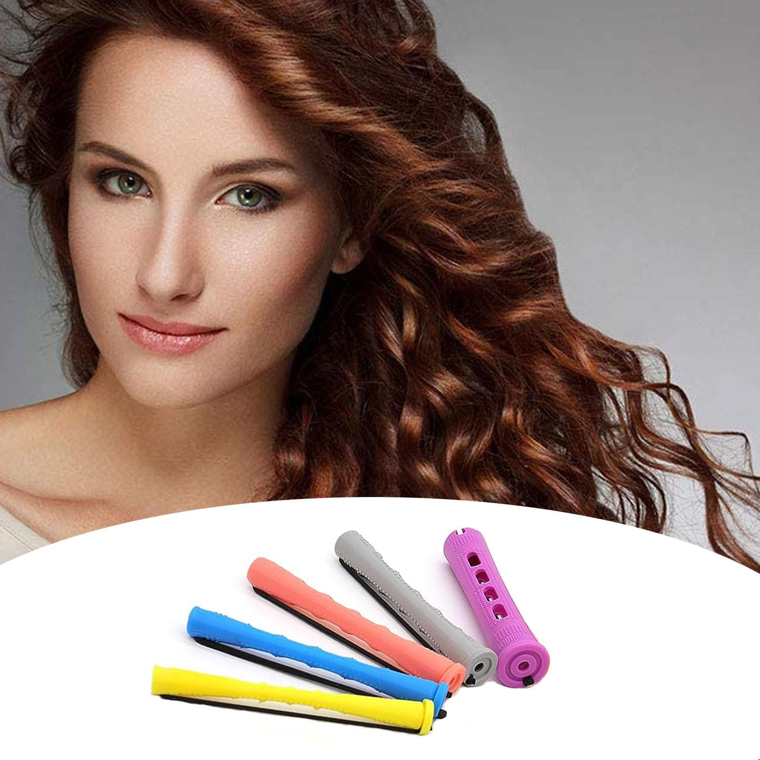 60 Pcs Hair Perm Rods Set Short Plastic Perming Rods Cold Wave Rods, 6 Sizes Hair Curling Rollers Hairdressing Tools with Tail Comb Steel Pintail Hair Comb for Hairdressing Hair Styling image number 3