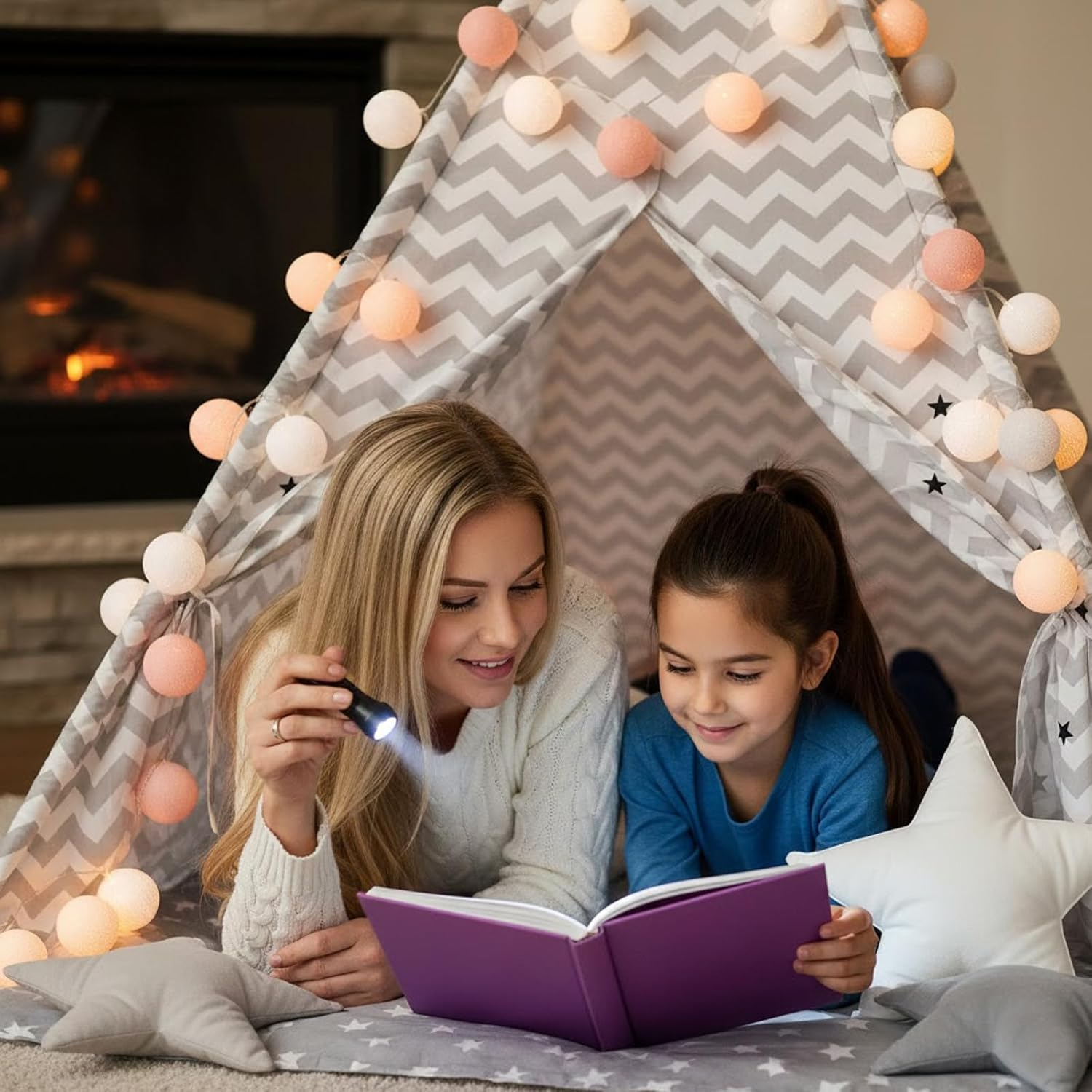 Alegre 3 M 20 LED Cotton Balls Fairy Lights Balls, 4 Cm Cotton Ball Fairy Lights Children'S Room Girls, Rose Gold Ball Fairy Lights Cotton Balls for Wedding, Room, Bedroom, Christmas Decoration image number 4