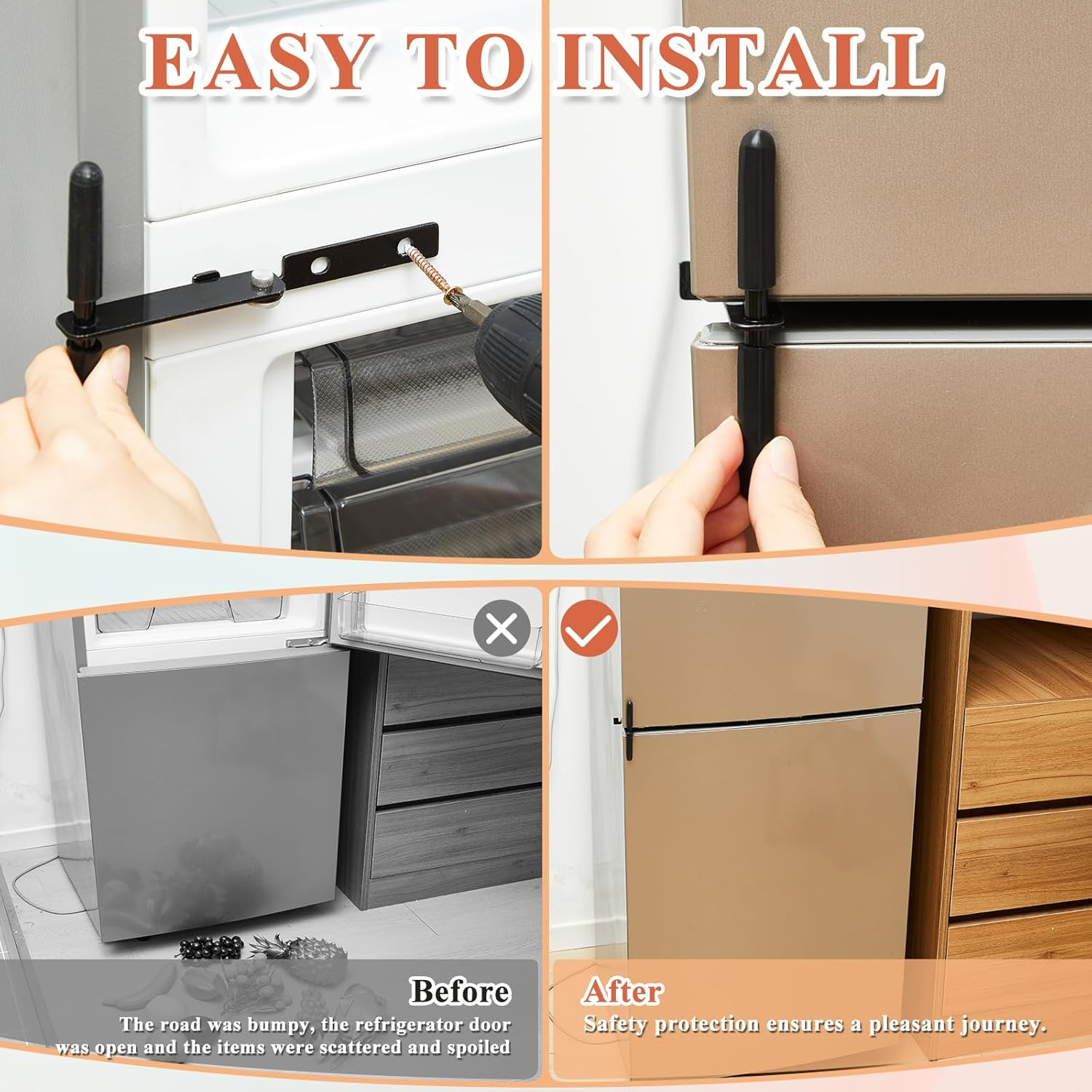 1 Pcs RV Refrigerator Door Latch Fridge Lock 1-3/16" Hole Spacing Furniture Parts Hardware Keeps Fridge Shut While Traveling image number 1