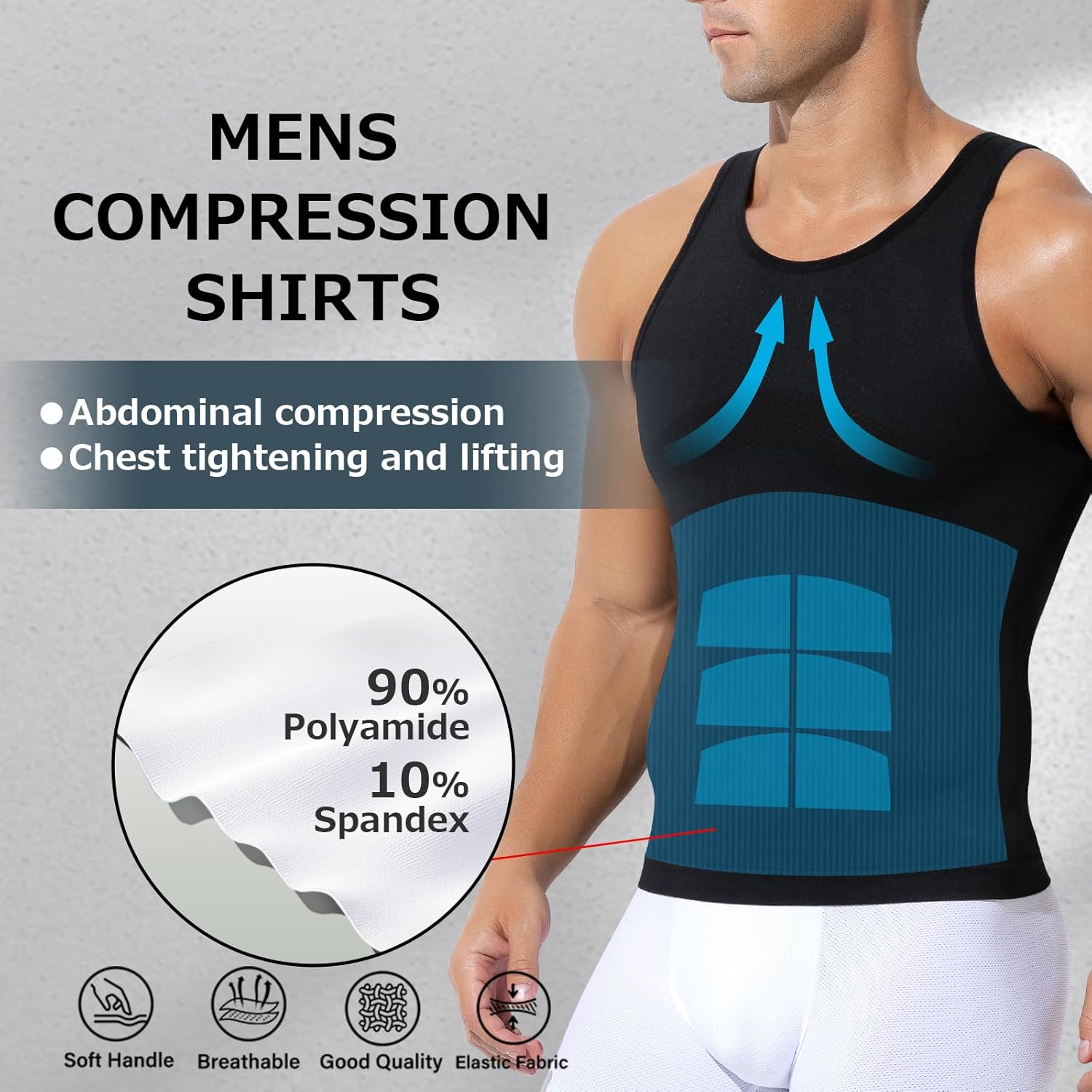 Casey Kevin Men'S Compression Tank Top Shirts Workout Undershirt Body Shaper Muscle Sleeveless Underwear Vests AK4309 1Pcs image number 3