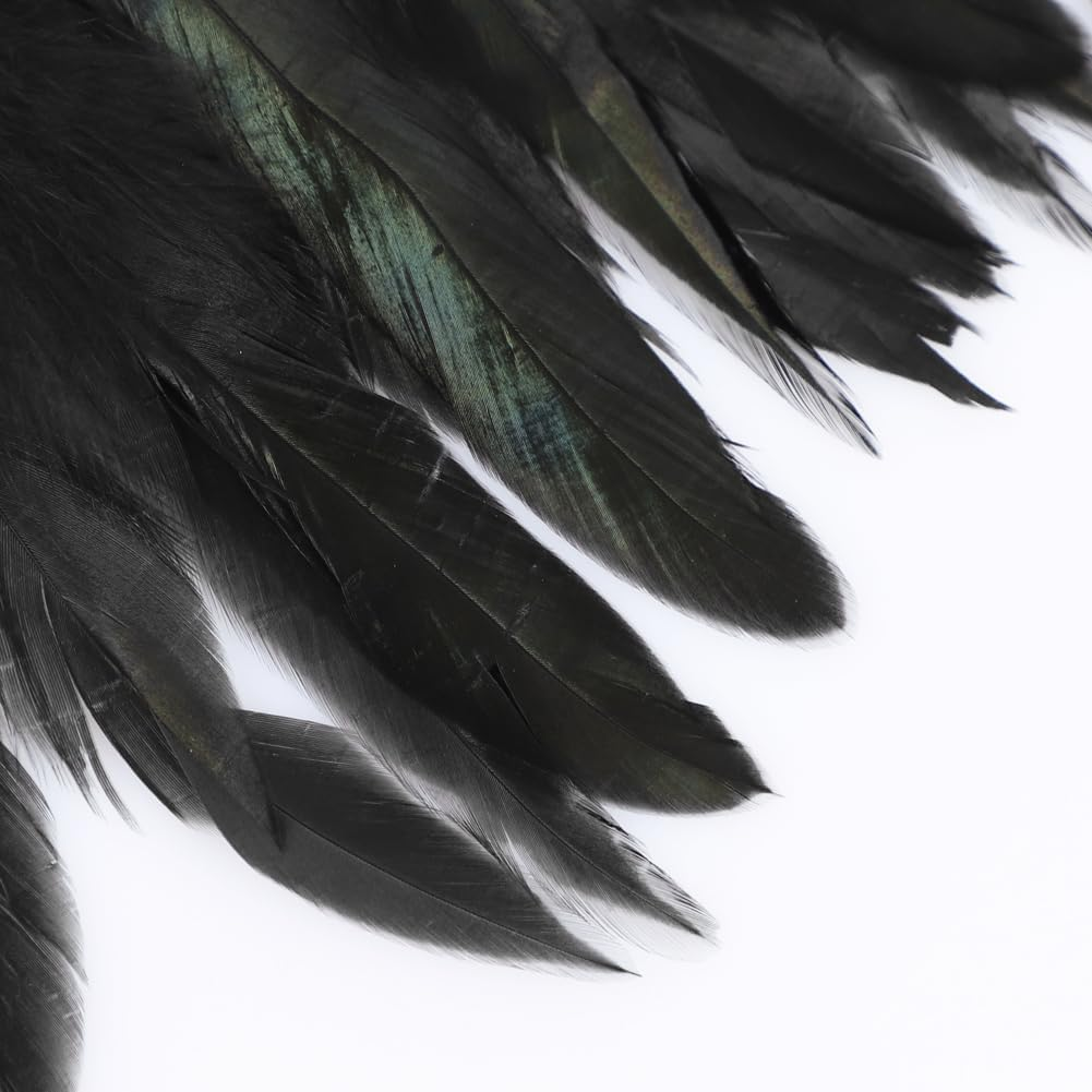 Gothic Feather Shrug Shoulder Strap and Feather Wrist Cuffs Set Cosplay Feather Cape Shawl Wrap Costume Halloween Party Tie Scarf Bib Lace Feather Wristband for Halloween Cosplay Fancy Dress Carnival image number 2