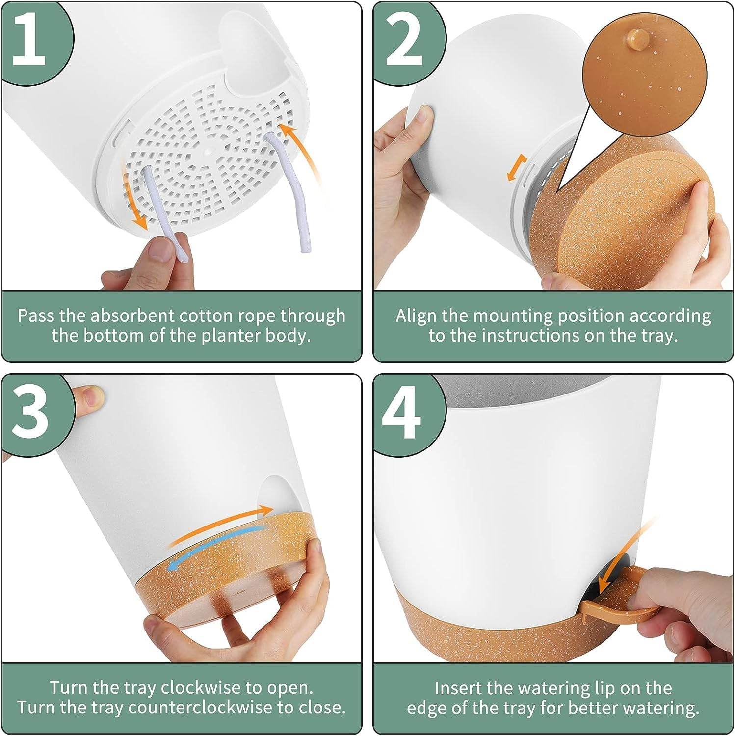 5 Pcs Plant Pots, 7/6.5/6/5.5/5 Inch Self Watering Plant Pots with Drainage Holes,Modern Decorative Plastic Pots for Plants with Drainage Hole and Tray for All House Plants image number 2