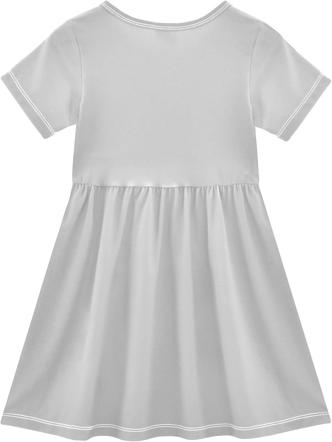 FRODOTGV Light Gray Plain Girls Princess Dresses Short Sleeve Swing Casual Sundresses for Baby Girls, Light Gray Plain, 4 Years image number 1