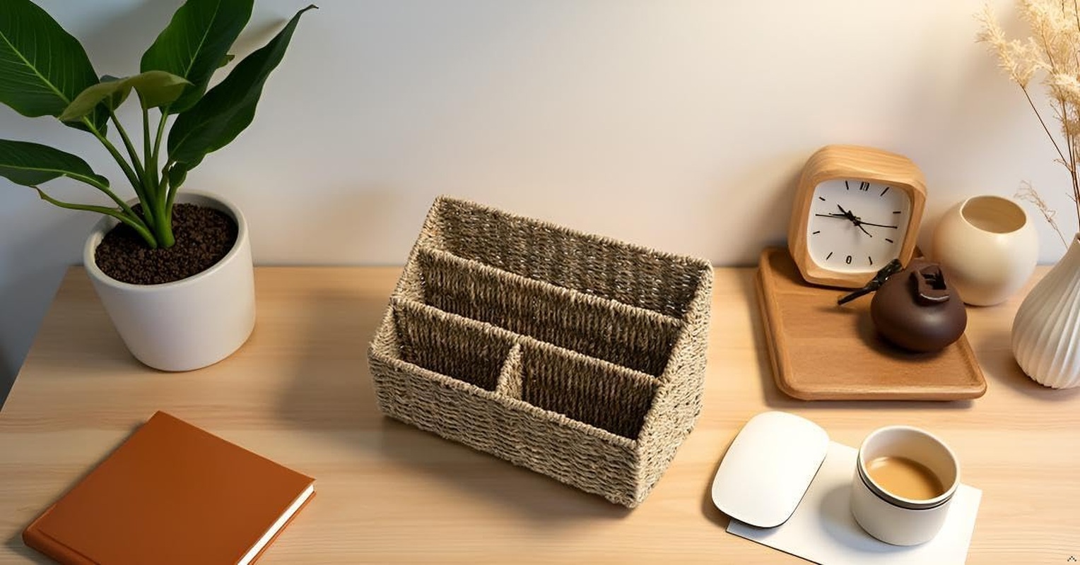 KOLWOVEN Magazine Display Holder- Mail Organizer Countertop- Mail Holder L Bill Sorter Organizer for Desk and Home Boho Rack Storage Organizer image number 1