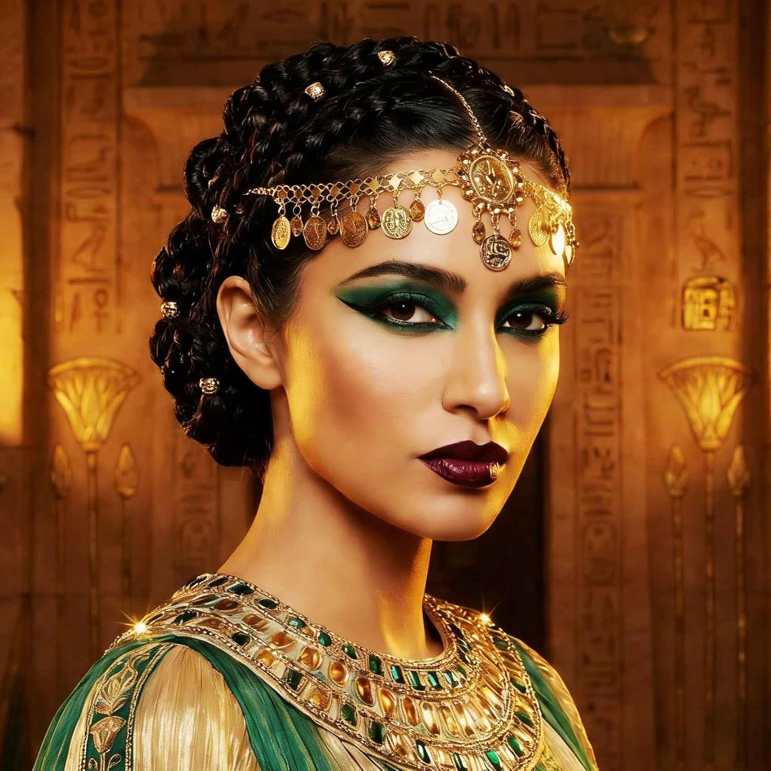 Fashband Gold Sequin Head Chain Boho Headpiece Hair Chains Festival Costume Hair Accessories for Women (Gold, One Size) image number 4