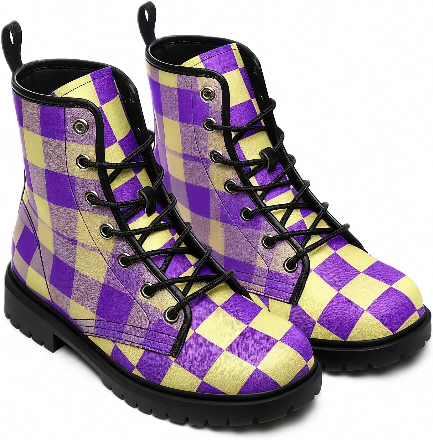 Women'S Ankle Booties with Gradient Color-Blocked Solid-Colored Floral Print Stylish Gothic Combat Boots Platform Lace-Up Leather Boots Travel Halloween Christmas Party image number 3