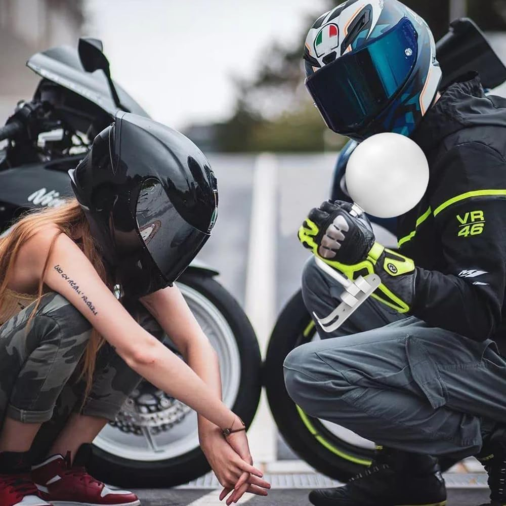 Motorcycle Helmet Rack with 2 Hooks, 180&deg; Rotation Aluminum Alloy Helmet Holder Wall Mount, Helmet Display Rack for Motorcycle Bike Coats, Caps, Baseballs, Rugby Helmet, White