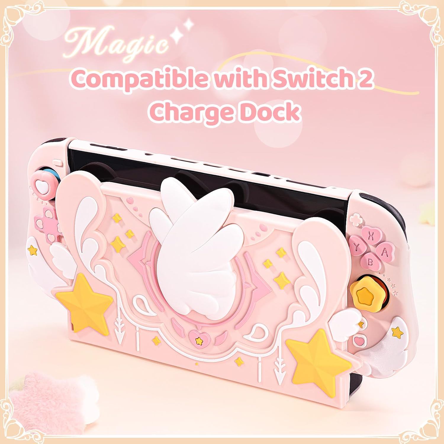 Geekshare Soft Silicone Faceplate Cover Compatible with Switch 2 Charging Dock, Star Wings Series Soft Faceplate Protector - Anti-Scratch Dock Cover with Precise Cutouts image number 5