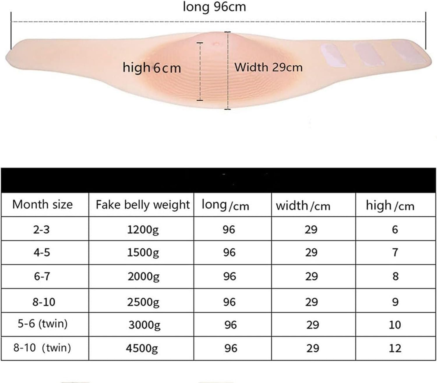 Realistic Silicone Maternity Bump - Adjustable Fake Pregnancy Belly for Cosplay, Stage & Film Props | Lightweight, Breathable | 6 Sizes (2-10 Months, Twins)(6Monthstwins) image number 6