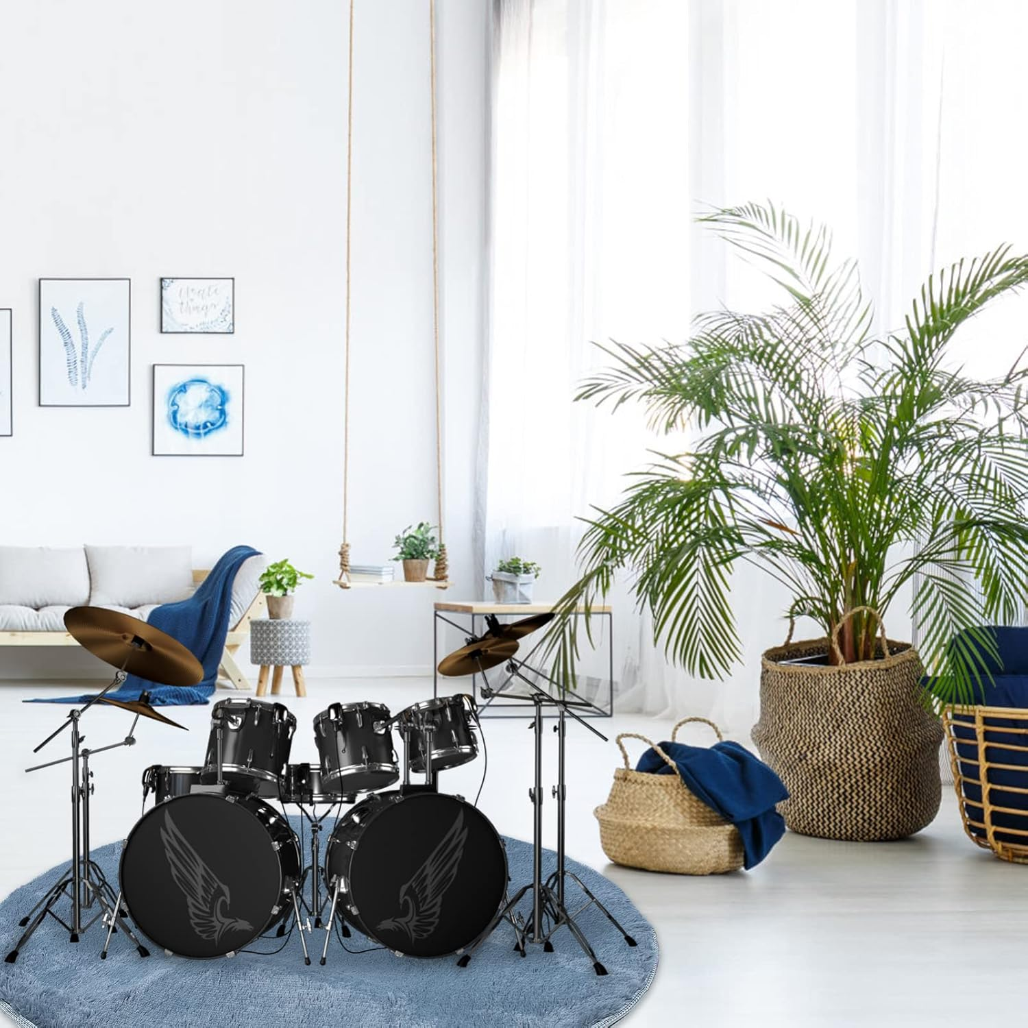 Drum Carpet Music Noise Dampening Rug Noise Reducing Rugs Soundproof Panel Nonslip Rug Pad Acoustic Panel Sound Absorbing Carpet Sound Insulation Pad Polyester Floor Non-Slip Mat image number 2