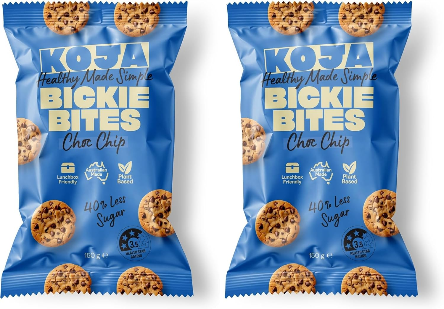 KOJA Choc Chip Bickie Bites, 150G, 40% Less Sugar, Plant-Based, Lunchbox Friendly image number 1