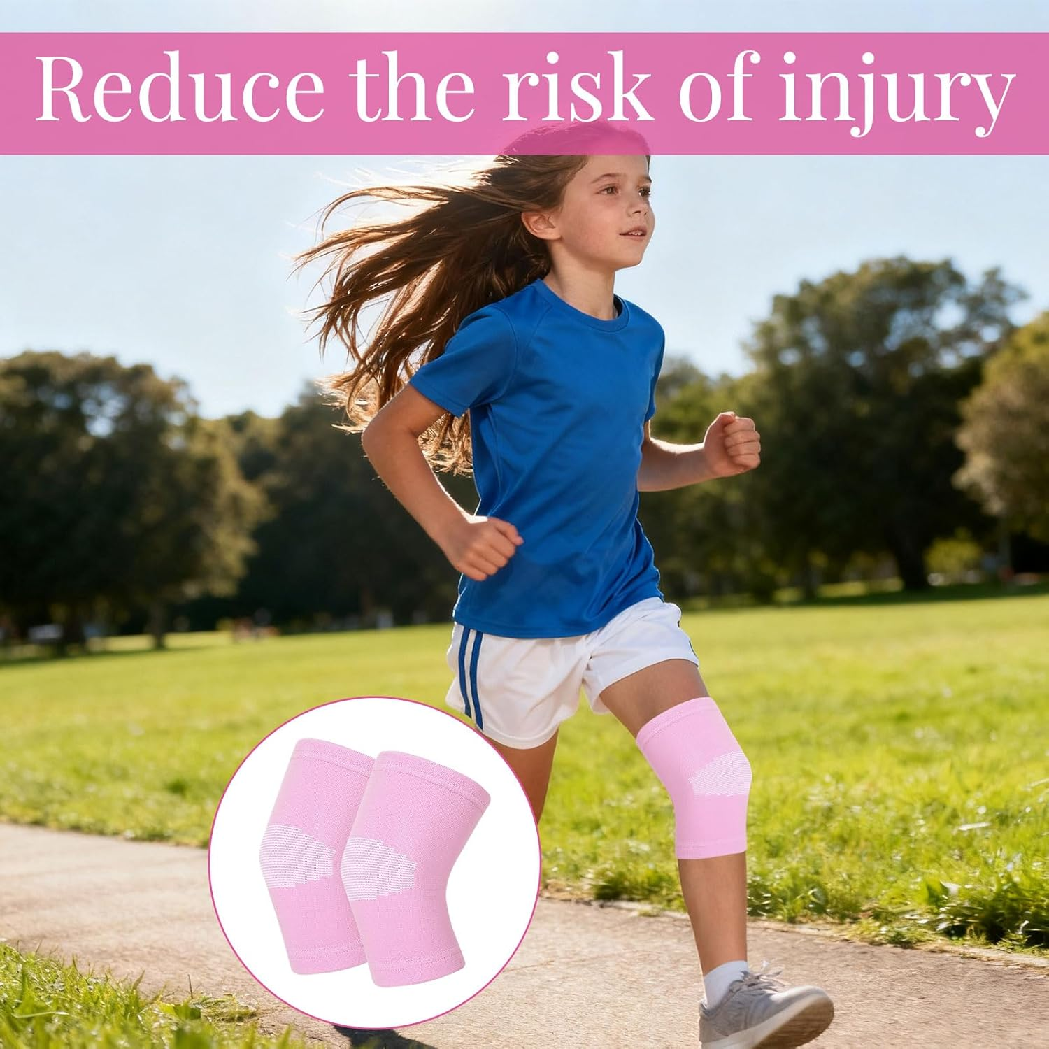 Knee Pads Kids, 2 Pcs Knee Brace, Knee Sleeves, Knee Support, Boys and Girls Compression Brace, Breathable Sleeves for Running, Dancing, Football, Volleyball, Pain Relief (7-12 Age) image number 4