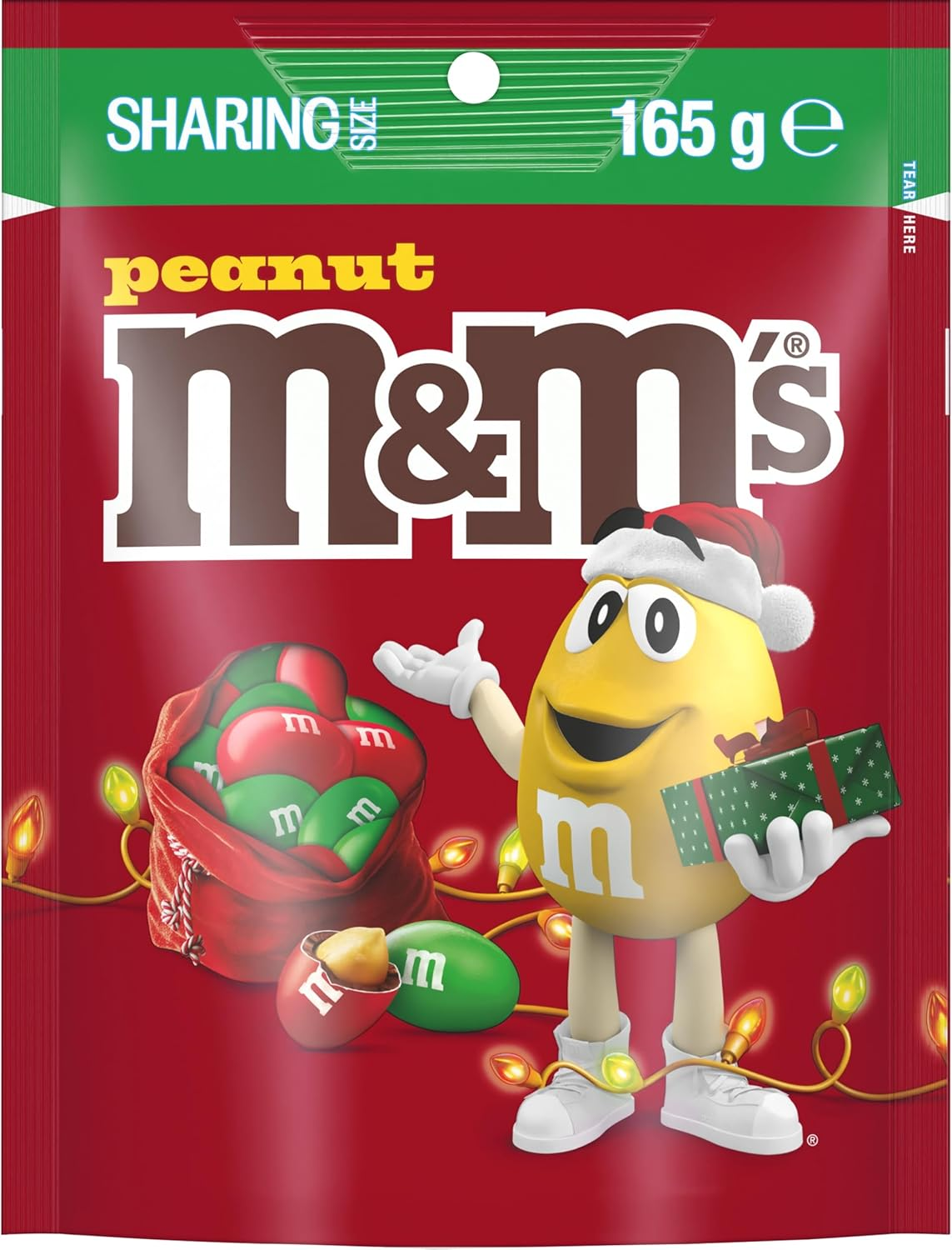 M&M&rsquo;S Christmas Red & Green Peanut Milk Chocolate Snack Bag 165G image number 4