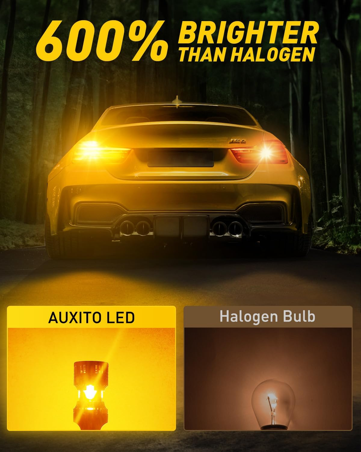 AUXITO CANBUS 1157 LED Bulbs Amber Yellow 4000 Lumens for Turn Signal Lights with Built-In Resistor anti Hyper Flash 2057 2357 7528 BAY15D P21/5W Blinker Bulb Replacement, Pack of 2 image number 1