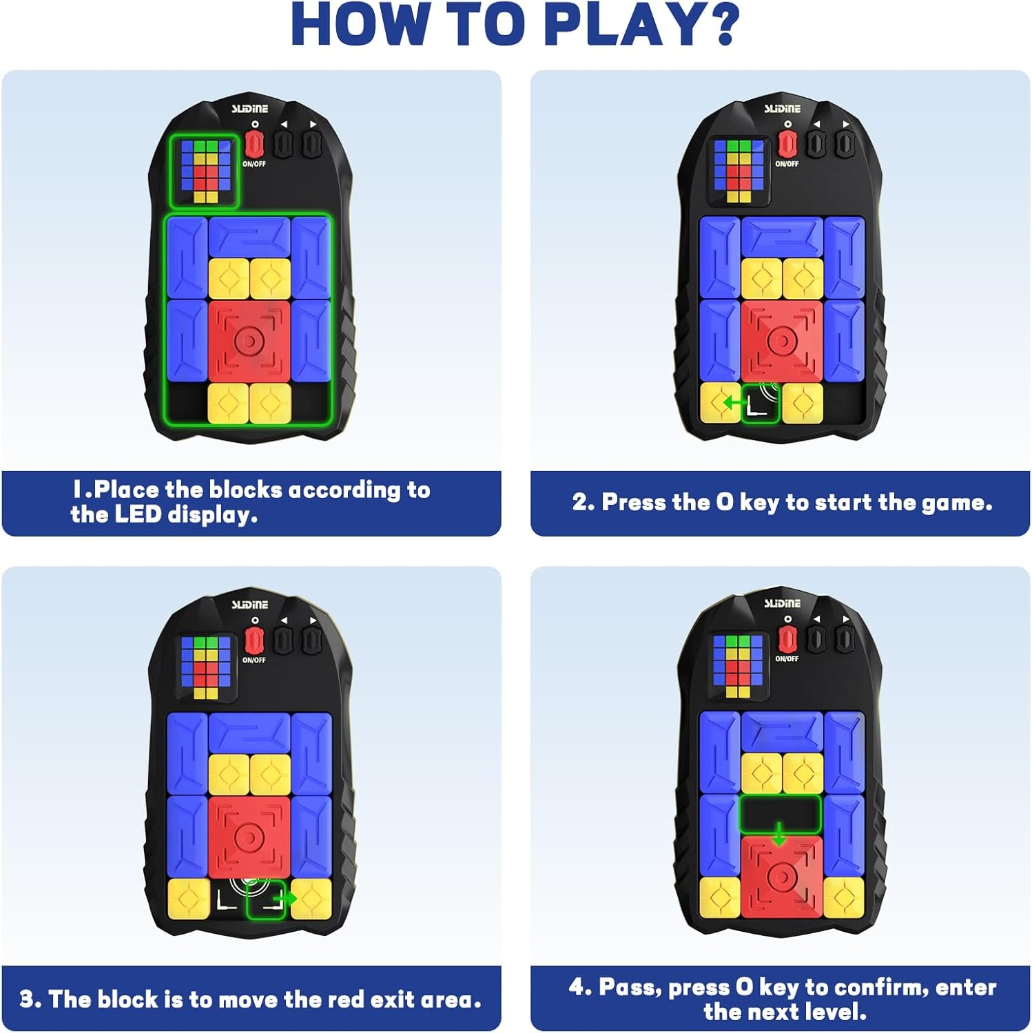 JUKUDAHU Handheld Slide Puzzle Blocks Game for Kids 3 4 5 6 7 8 Years Old - Developmental Fidget Toys for Teens 8-12, Indoor Party Board Play, Outdoor Travel Games, Learning Gifts Boys Girls Adults image number 1