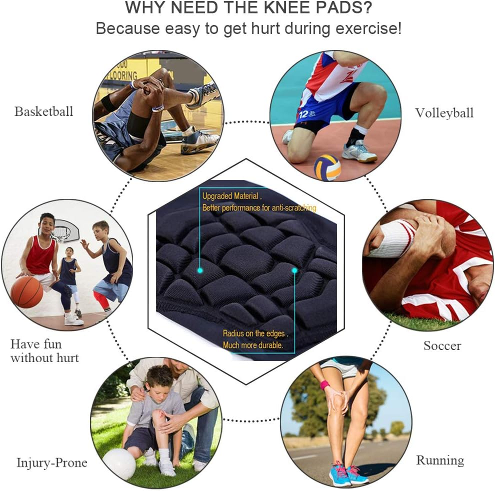 Hex Knee Pads Compression Leg Sleeve Knee Sleeve All Sports Wrestling Protector Gear, Youth & Adult Sizes, Single & Pair image number 2