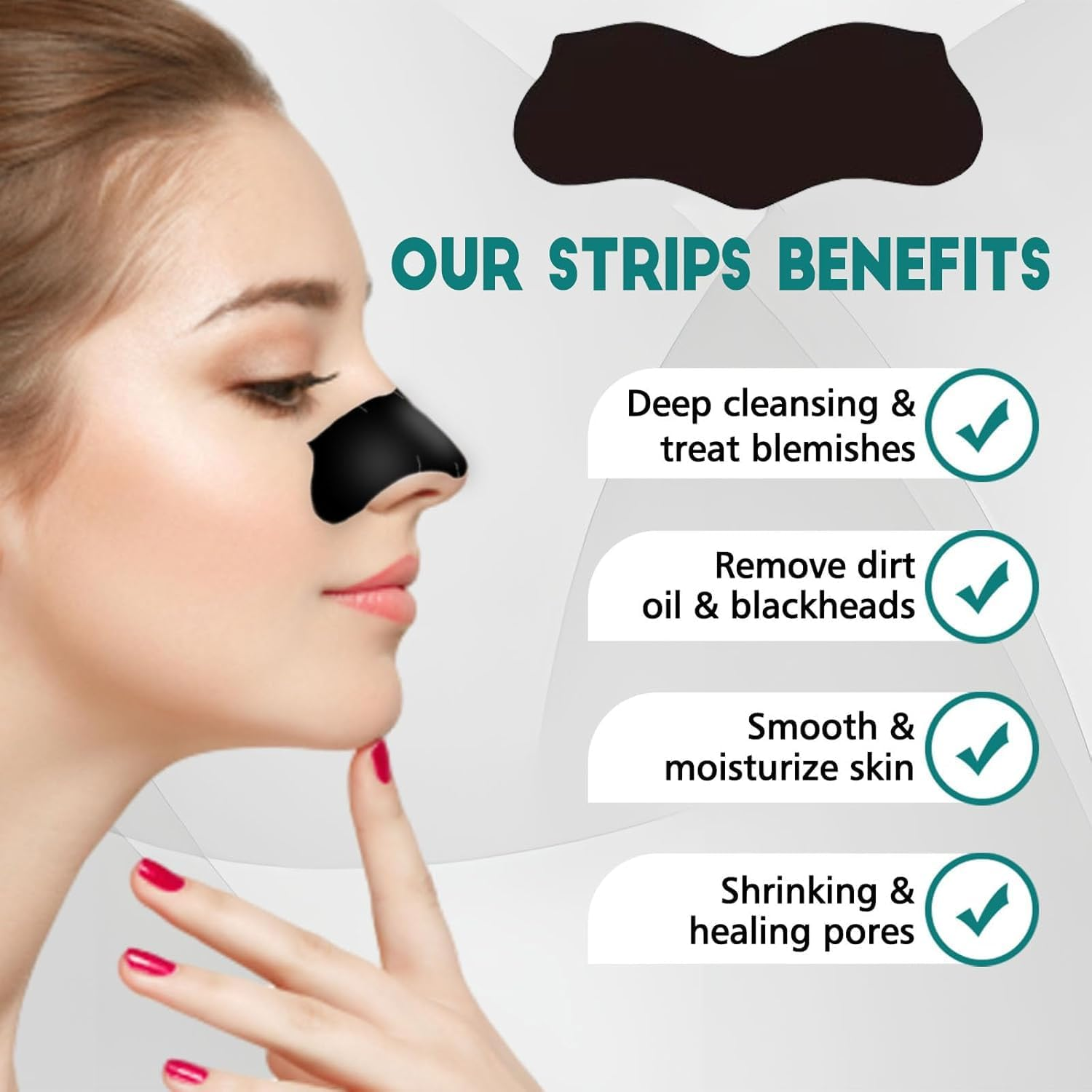 RAXSEG Blackhead Pore Strips, Black Head Remover for Face, Deep Cleansing Nose Blackhead with Instant Pore Unclogging, Oil-Free, image number 6