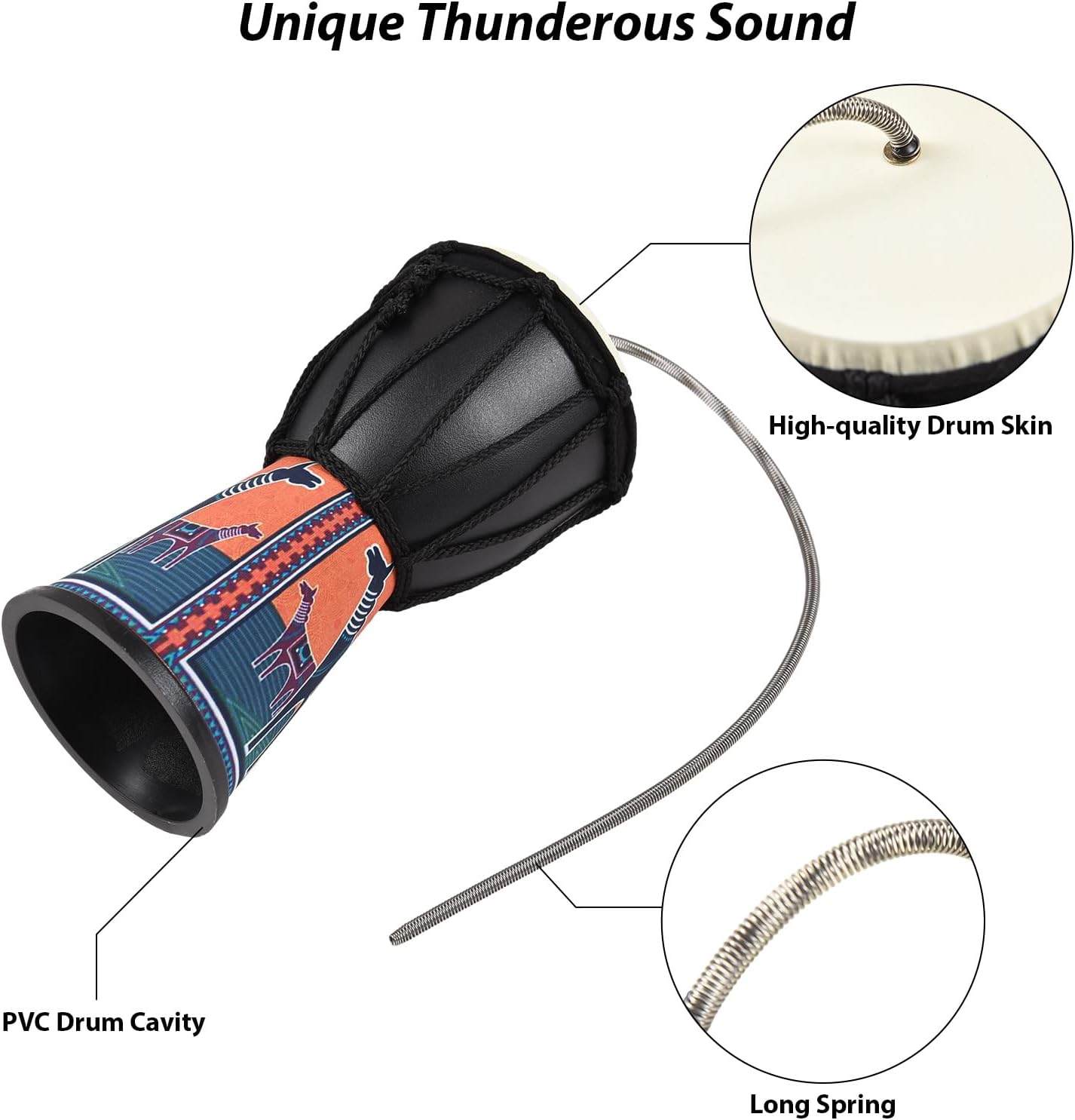 4 Inch Spring Drum Thunder Drum Sound Effect Instrument PVC Lightweight Portable Thunder Drum Brightly D Thunder Sound Simulation for Large Gatherings Sports Events S Type B image number 2