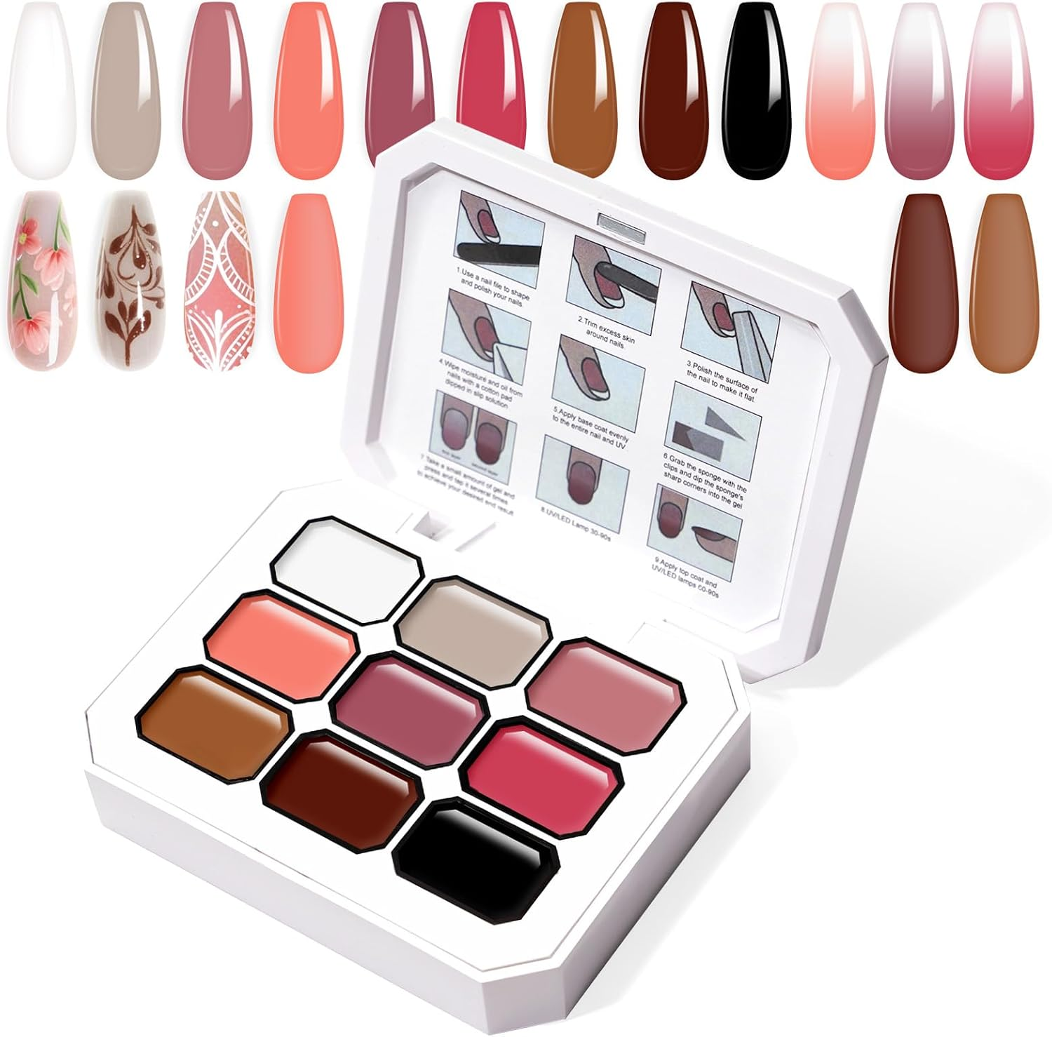 U-Shinein Gradient Painting Gel, 9 Colors Ombre Gel Nail Polish for Ombre Nails Aura Nails, French Manicure DIY Nail Art,Palette B