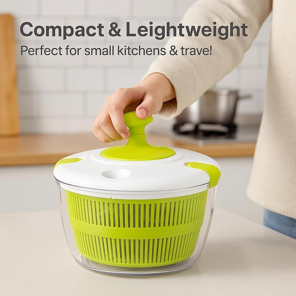 Large 5L Salad Spinner for Lettuce & Greens &ndash; Vegetable Washer & Dryer Easy Spin & Drain with Colander Bowl Fresh Salad Maker & Fruit Cleaner image number 4