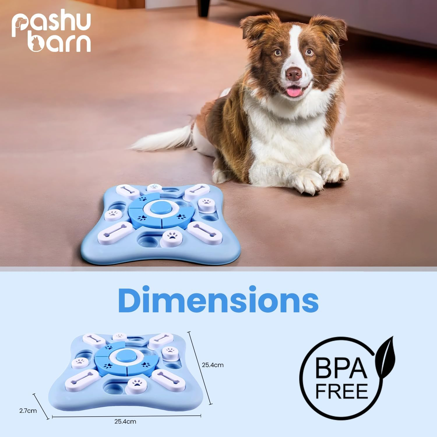 Pashubarn Interactive Treat Dispensing Puzzle Toy for Dogs - Educational Game with Squeaky Button, Brain Stimulation, IQ Training - Three Difficulty Levels image number 5