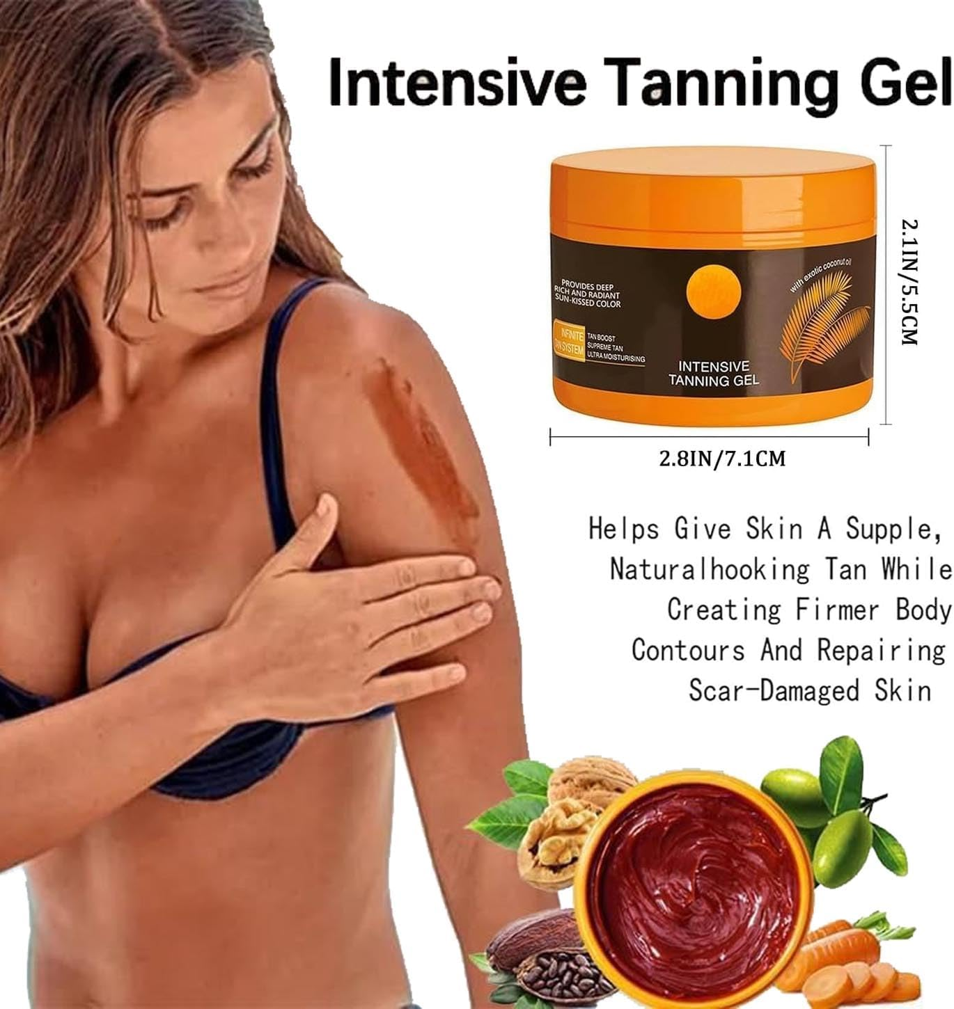 Intensive Tanning Gel,Natural Tanning Accelerator Cream Gel, Intensive Tanning Gel,Brown Tanning Gel, Dark Brown Tanning Gel for Sunbeds & Outdoor Sun image number 1