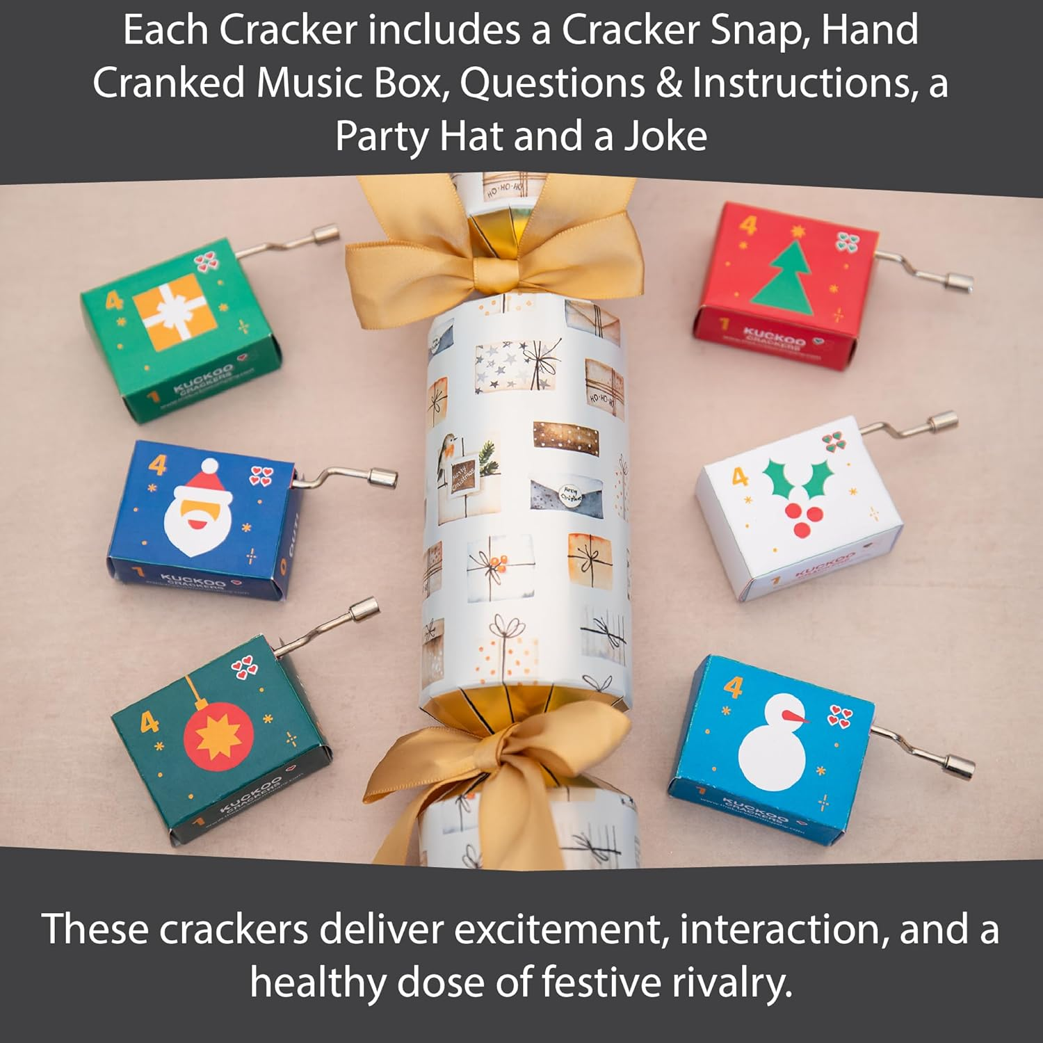 Kuckoo Crackers - 6 X 13-Inch Knock Out Game Christmas Crackers