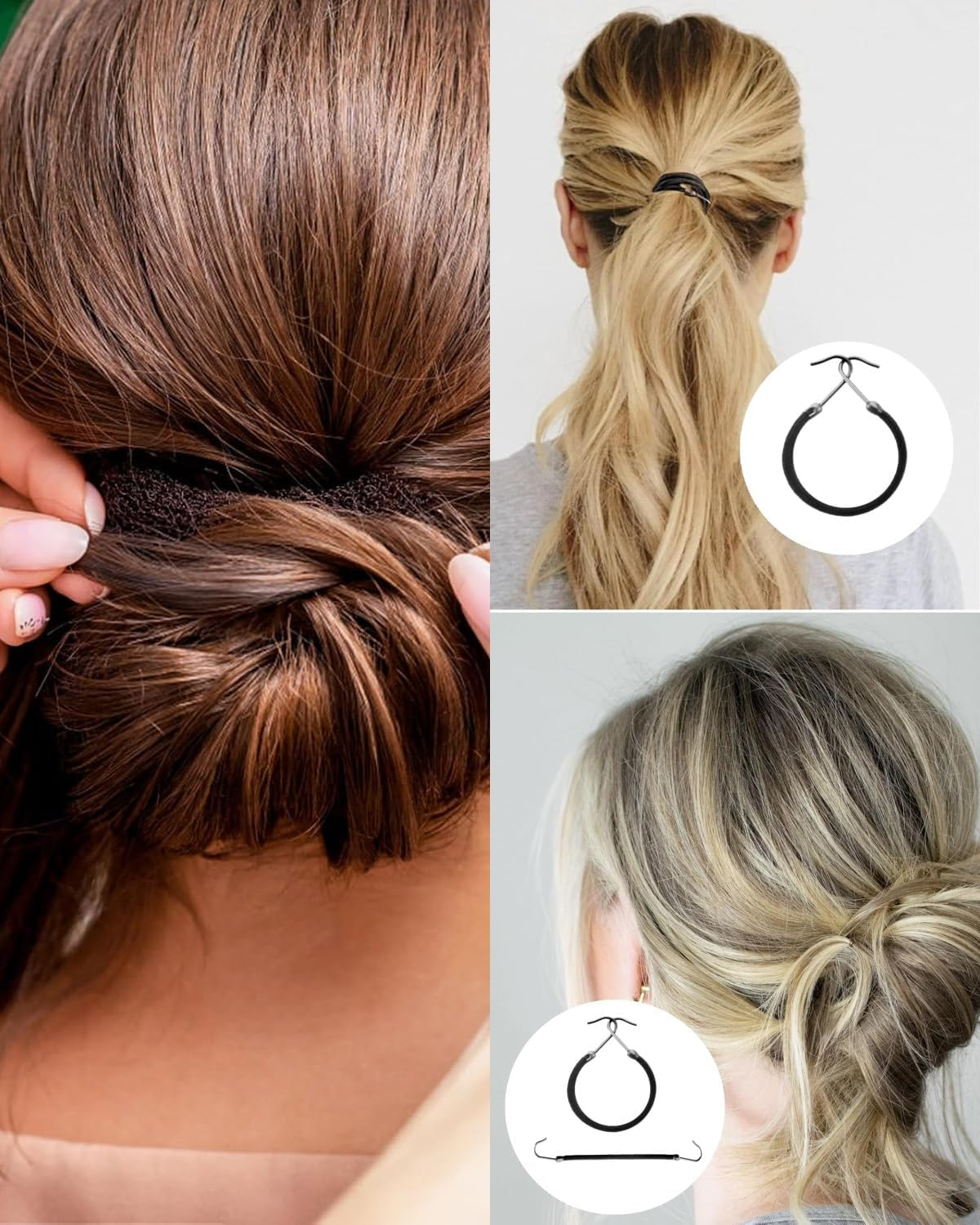 KGDUYC 18 Pieces Ponytail Hooks Elastic Band Black Hair Hooks Ponytail Holder with Hooks Elastic Hair Styling Rubber Bands for Women Hair Styling, Ponytail Holder, Braiding Aid Hair image number 4