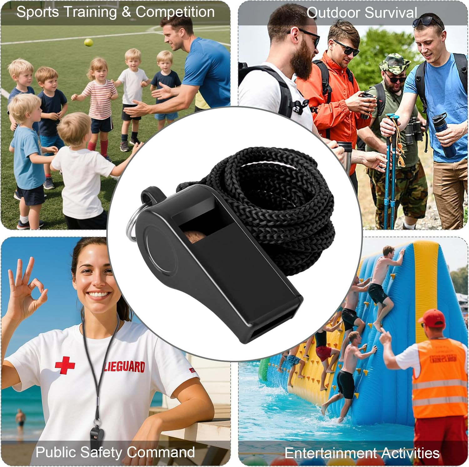 Seakii 8-Pack Colorful Plastic Whistles with Lanyards - 120Db Loud Sports Whistles for Coaches, Teachers, Emergency Kits & Events image number 5