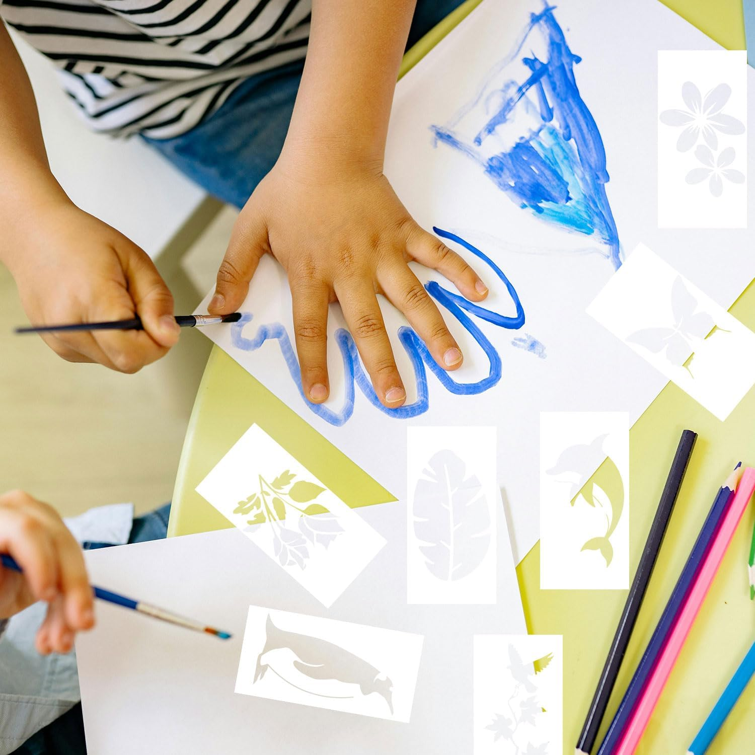 24Pcs Wildflower Stencils for Painting - Reusable Crafts Stencils with Flower, Leaf & Animal Templates for Canvas, Wood, Wall Art & Home Decor