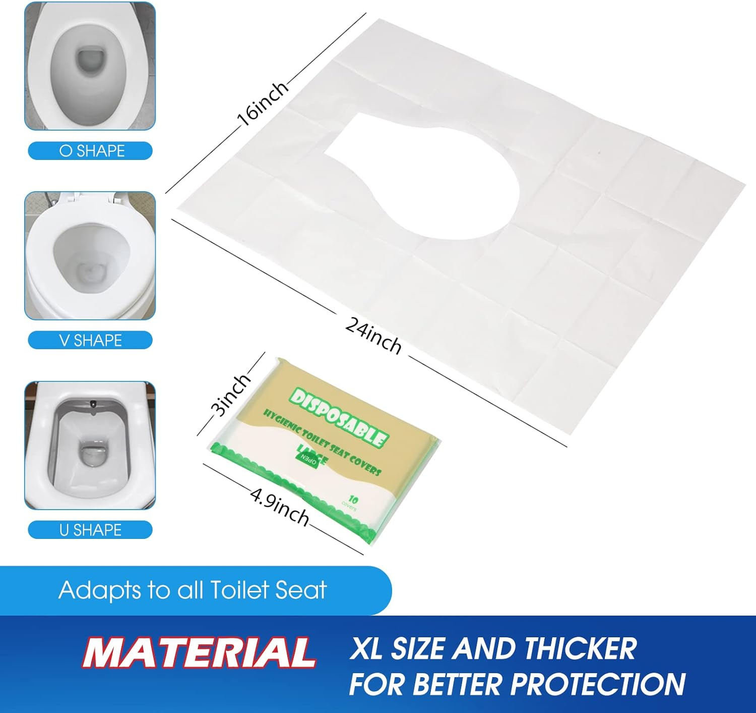 Toplive 80Pcs Toilet Seat Cover Disposable, Anti-Slip Waterproof Toilet Seat Liner for Kids Potty Training and Adult, Toilet Seat Mat Individually Wrapped, Travel Essentials for Public Restrooms image number 3