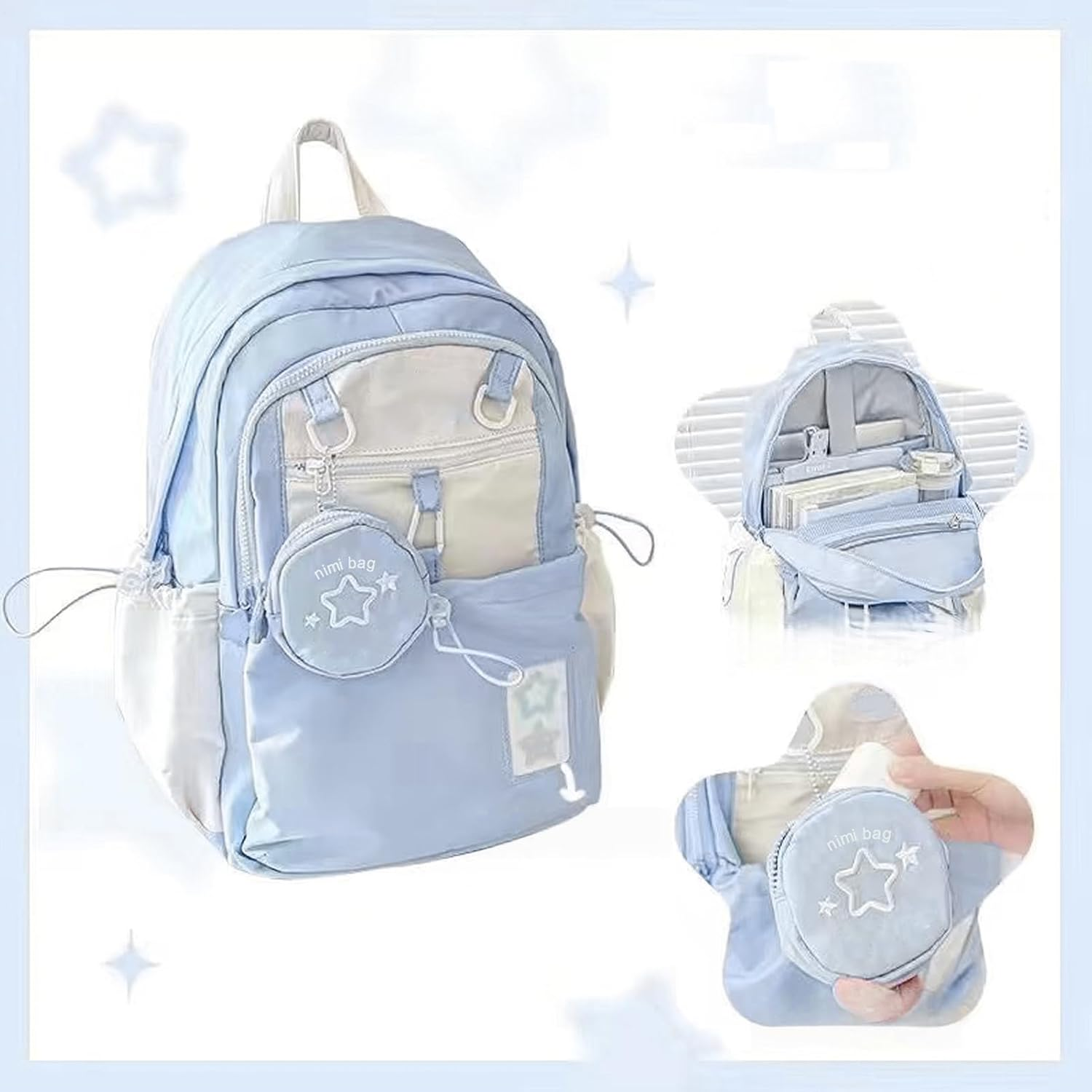 Rronnoy Teen Travel Backpack - Large School Girls Backpack with Drawstring | Student Casual Schoolbag Stylish Daily Bag for Youth Family Teen Adults Friends image number 1