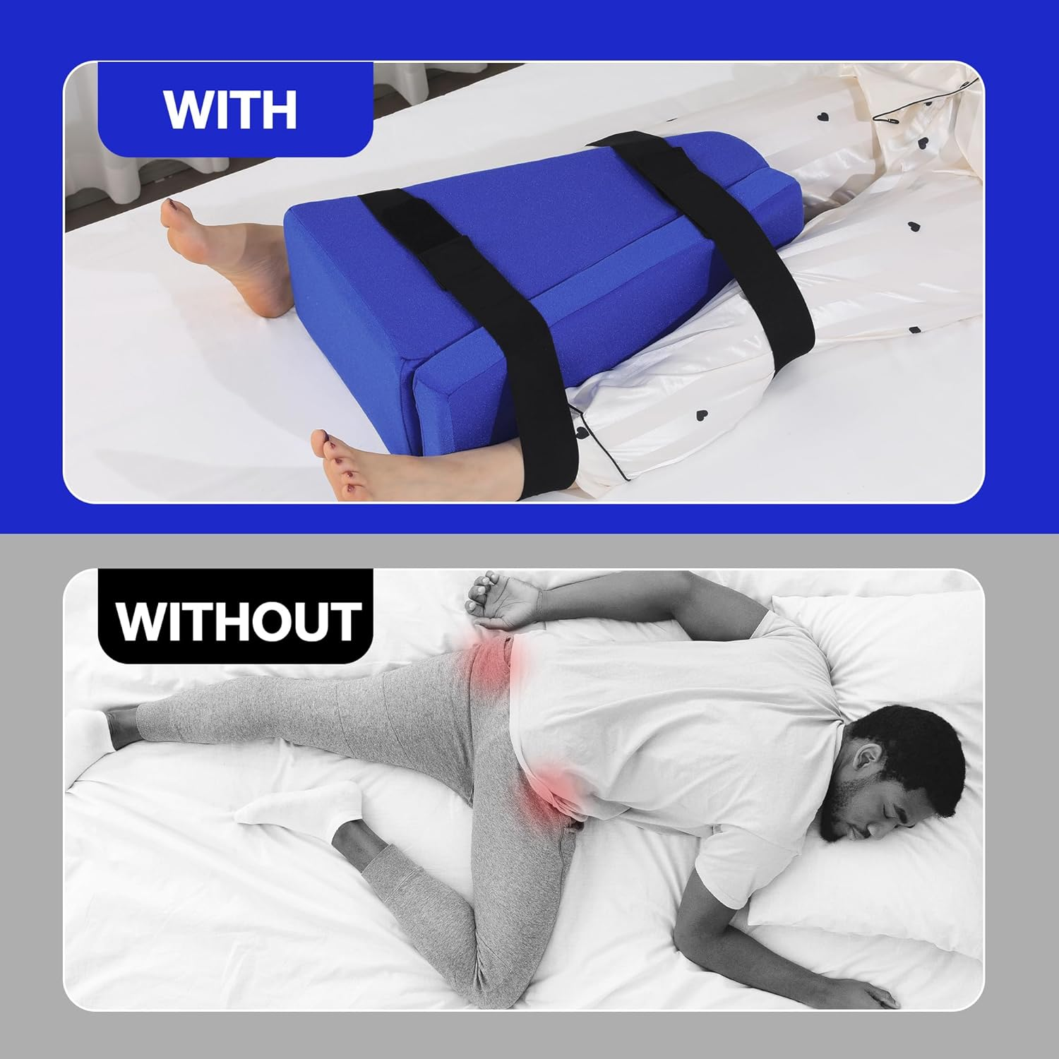 ROYALAY Adjustable Hip Replacement Kit after Surgery, Knee Elevation Pillow Post Surgery Knee Replacement, Hip Abduction Pillow with Adjustable Strap, Hip Replacement Recovery Aids with Washable Cover image number 5