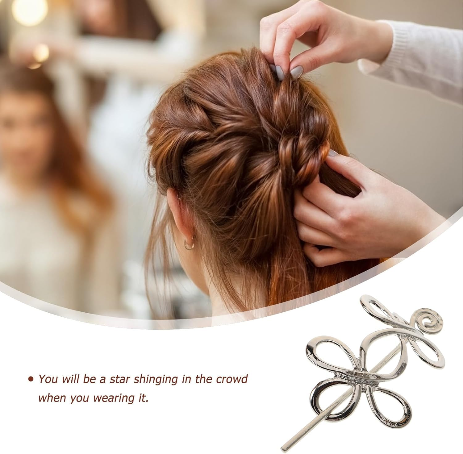 FRCOLOR Pack of 3 Celtic Hair Clips for Thin Hair Silver Celtic Hair Clips with Celtic Knot Celtic Hair Clips for Women Hair Clip with Rod Women'S Feather Hair Fork image number 2