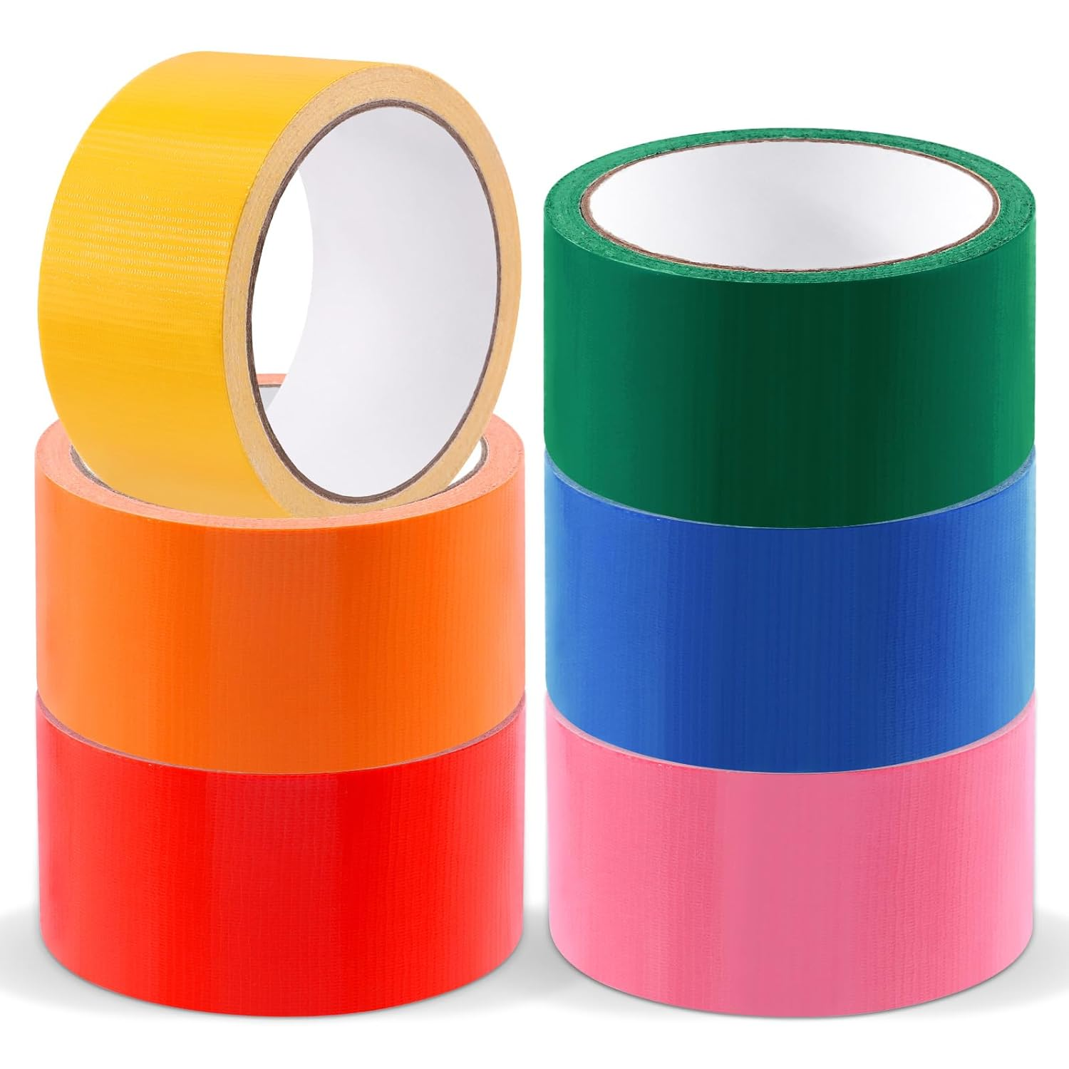 Tanstic 6Pcs Colored Duct Tape, 2 Inch X 11 Yards Colored Tape Rolls, Heavy Duty Duct Tape Rainbow Adhesive Tape Waterproof and Tear by Hand for Home School DIY Art image number 5