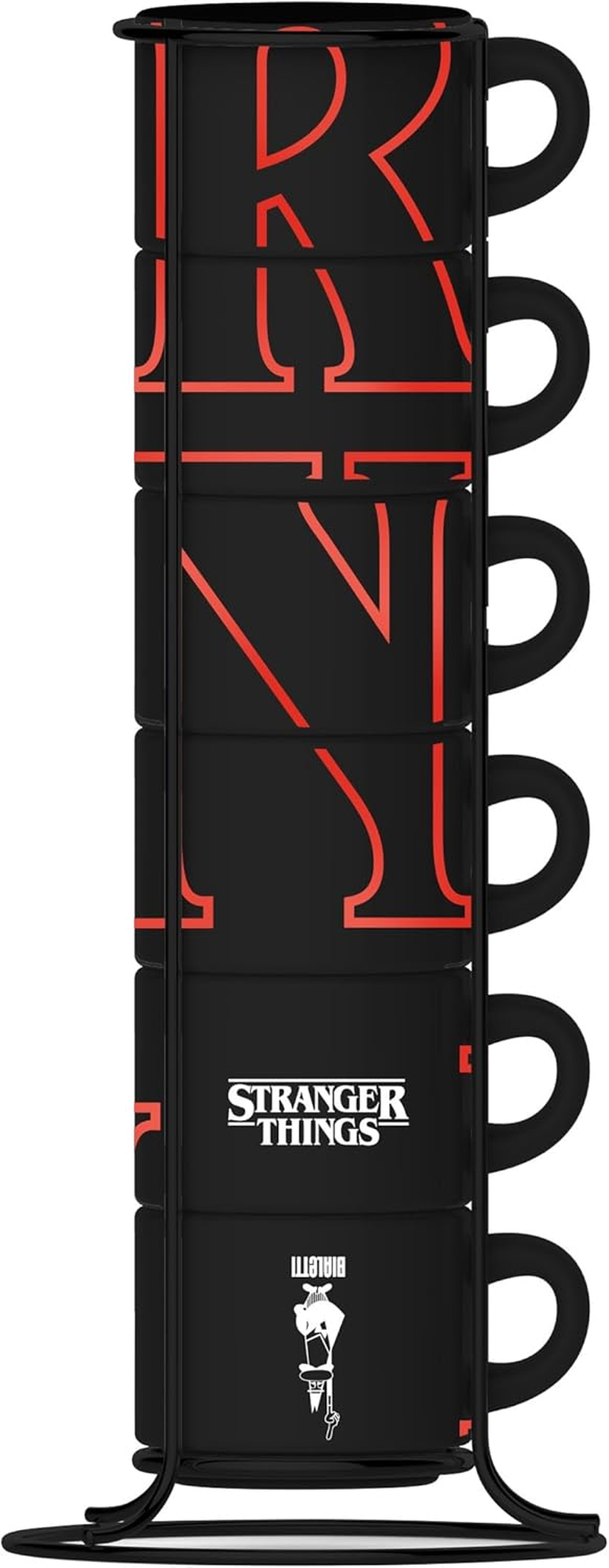 Bialetti Stranger Things Espresso Cups with Saucers - Thermosensitive Colour-Changing Design - Heat-Activated Colour Transformation - Not Dishwasher Safe - 80 Ml Capacity Each, Black (Set of 2) image number 2