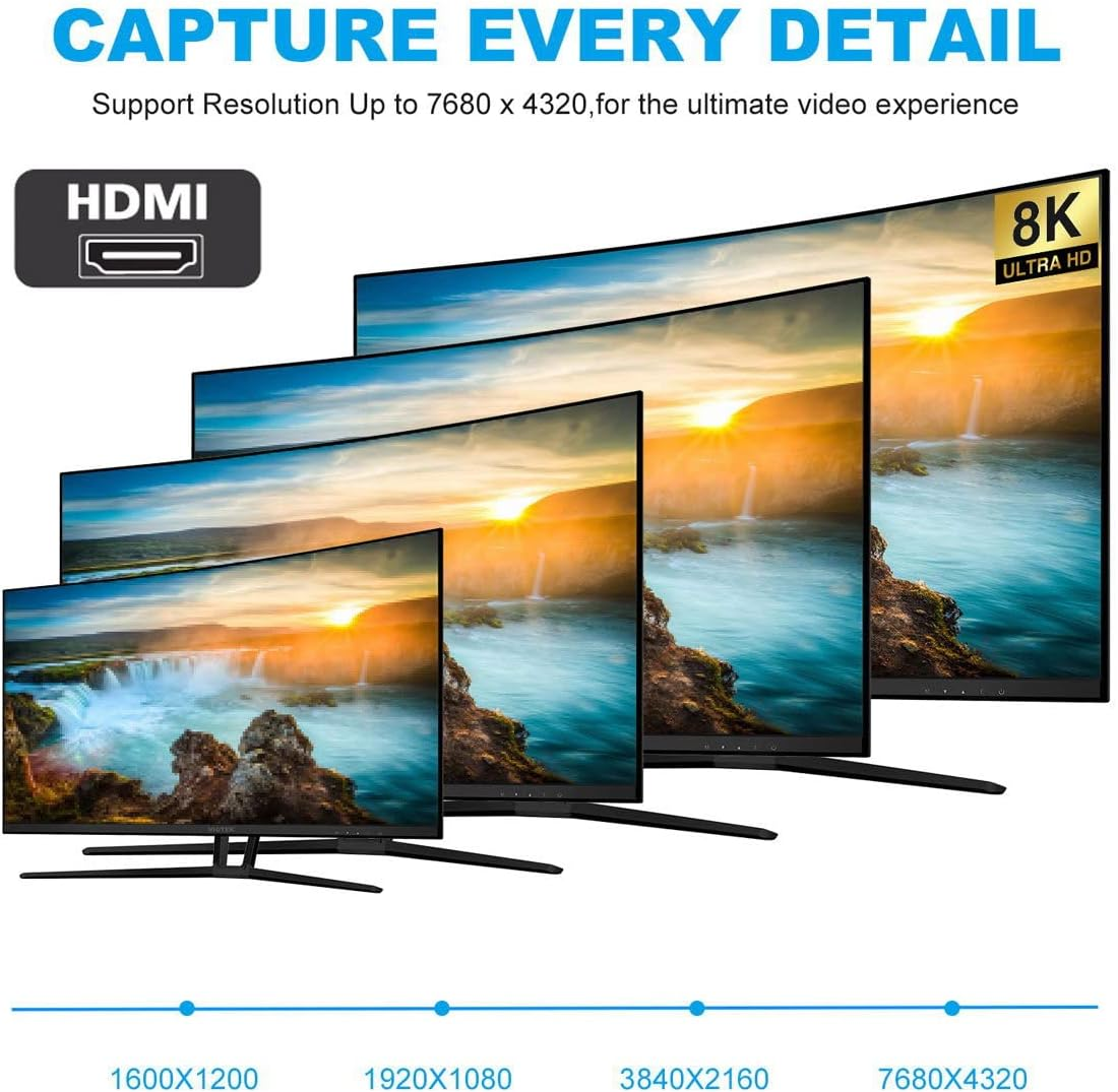 YC&deg; CY 8K Cable HDMI Male to HDMI 2.1 Female Vertical 90 Degree Left Angled Low Profile UHD Extension Adapter Support 8K 60Hz HDTV image number 5