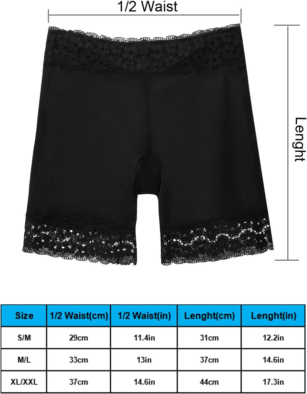 3 Pieces Safety Pants Underwear Lace Shorts under Dresses Yoga Shorts Stretch Legging Undershorts for Women Girls image number 1