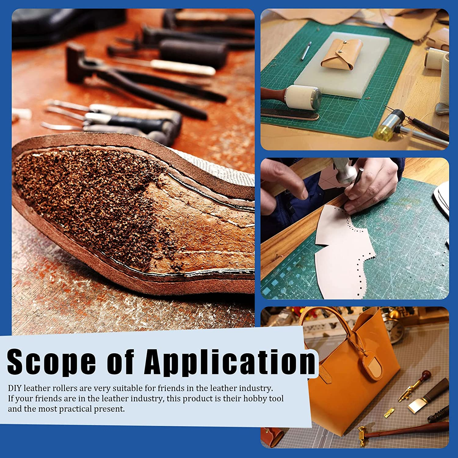 Glarks 3Pcs 26Mm 60Mm 100Mm Leather Press Edge Rollers Leather Edge Creaser and Smoother for Leather Glue Laminating, Quilting, Platen Tools image number 6