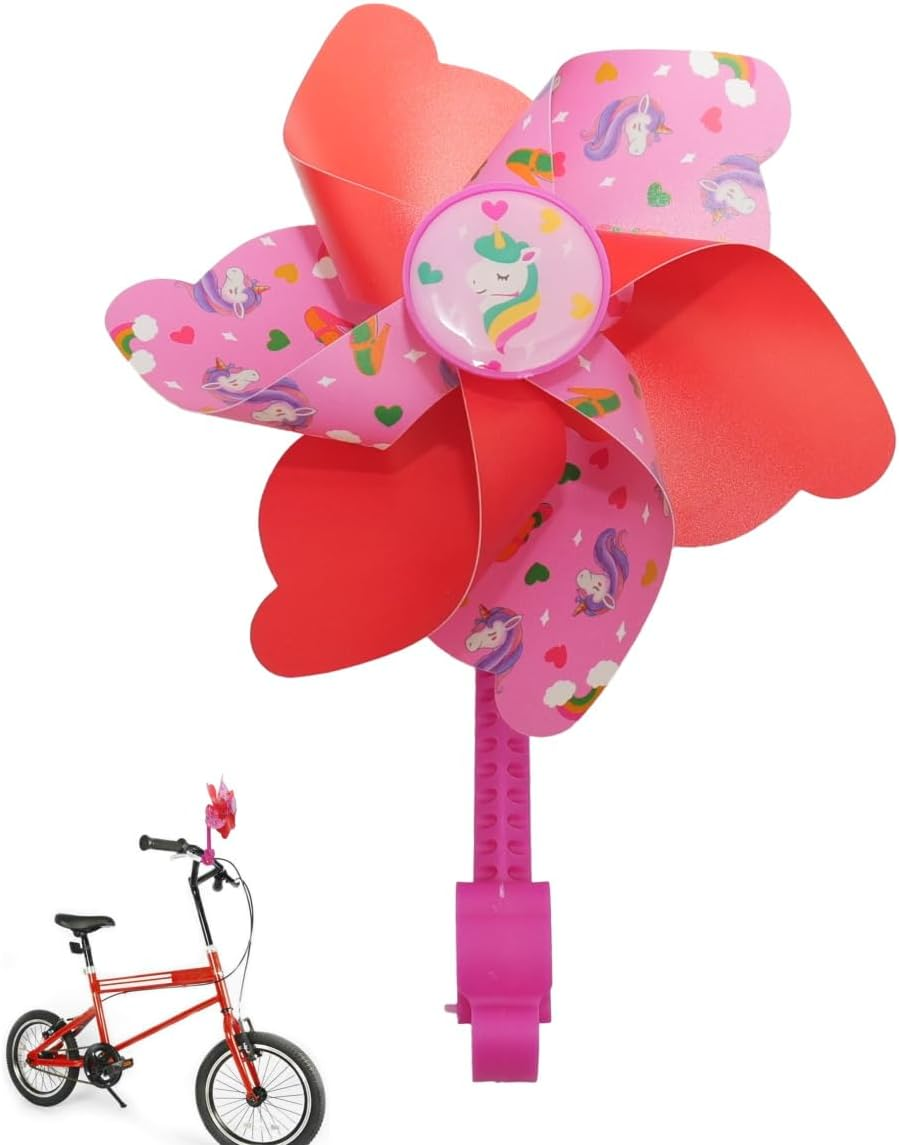 Bike Handlebar Pinwheel for Kids, Mini-Factory Bike Accessory Decoration Wind Spinner for Kid'S Bicycle (Rainbow Stripes)