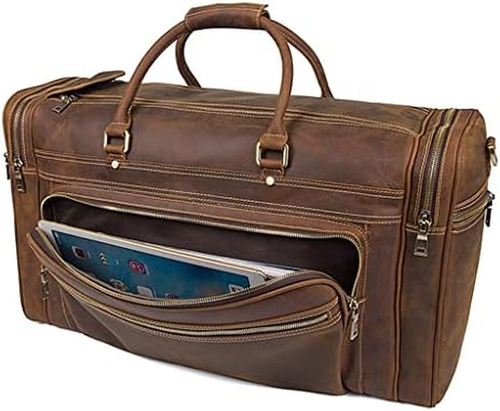 Travel Bag Cow Leather Big Travel Duffel Durable Cowhide Weekend Bag Man Genuine Leather Luggage Bag image number 4