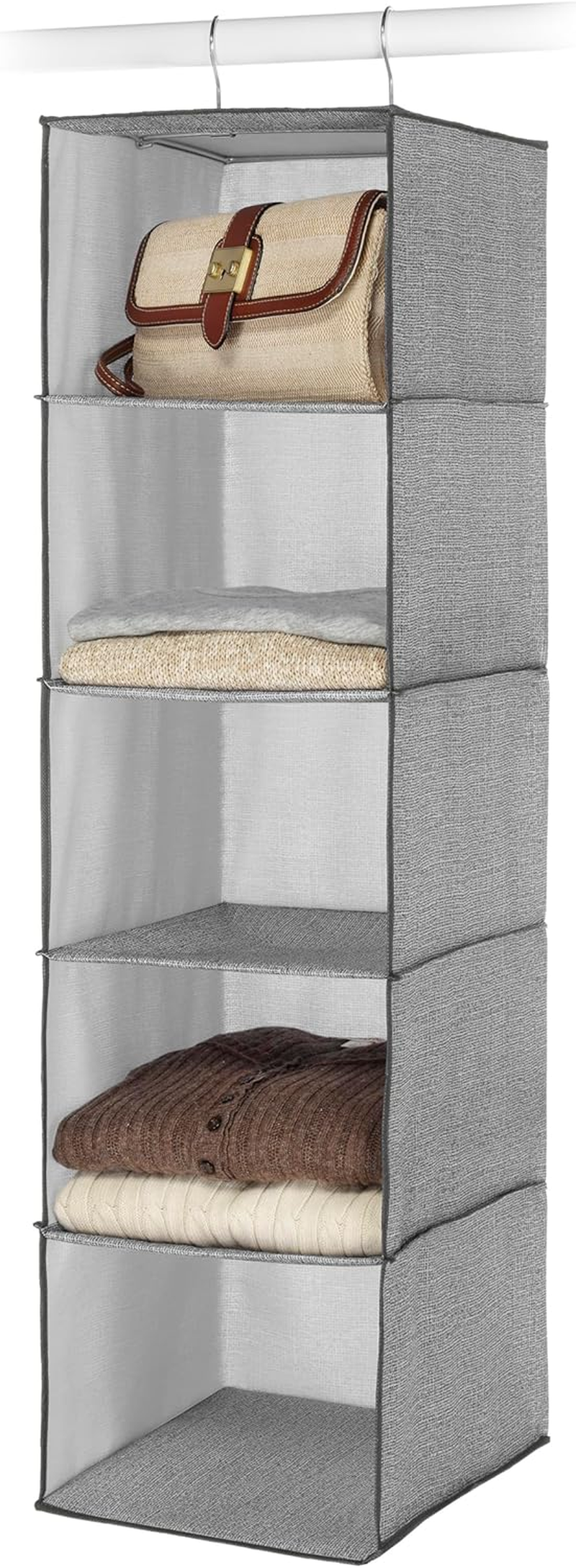 Whitmor Hanging Accessory Shelves, 5 Open Sweater Shelves, Crosshatch Gray image number 2