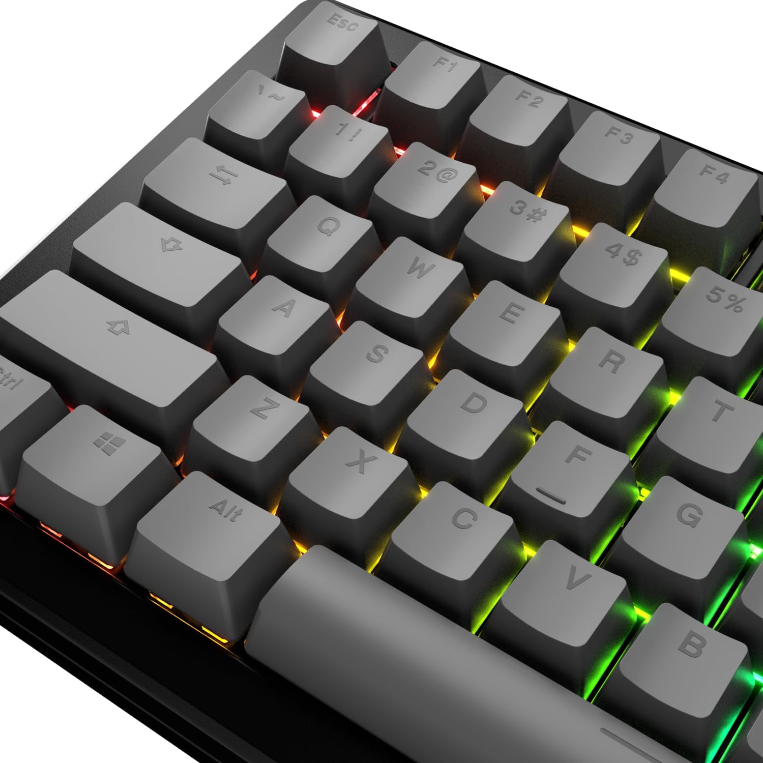 Glorious Gaming - GPBT Basics Keycaps (Ashen Grey) - 8 Colors, No-Fade Dye-Sublimated, Fits 100%,75%,65%,60% Custom Mechanical Keyboards, Fits ANSI & ISO - English QWERTY Layout image number 1