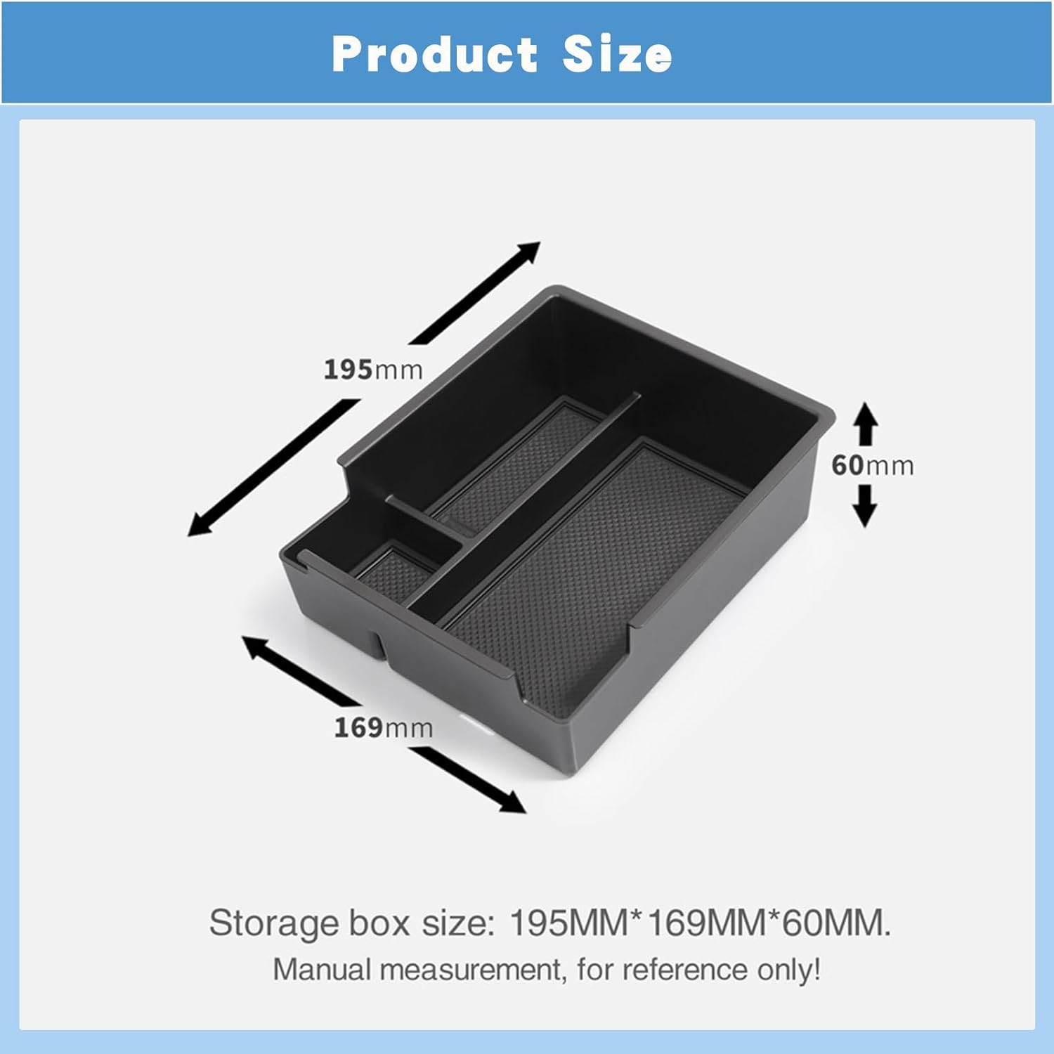 HKYLRAT Upgrade Center Console Organizer Fit for BYD Shark, Custom Fit ABS Storage Tray, Anti-Slip Armrest Box Organizer with Dividers (Black) image number 6
